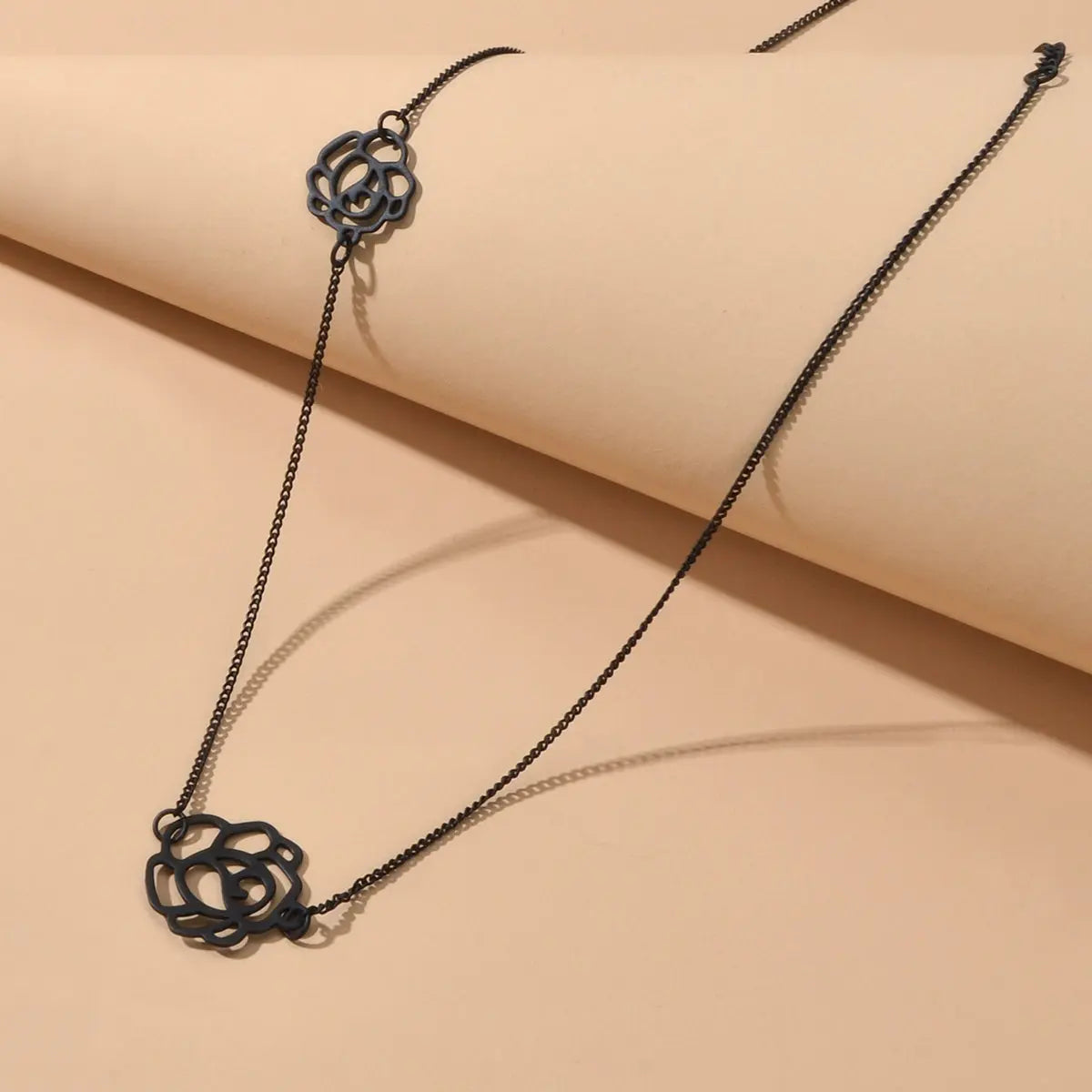 Retro Black Gold Chain Flower Collar Necklace Women Short Choker Accessories Feelontop Jewellery