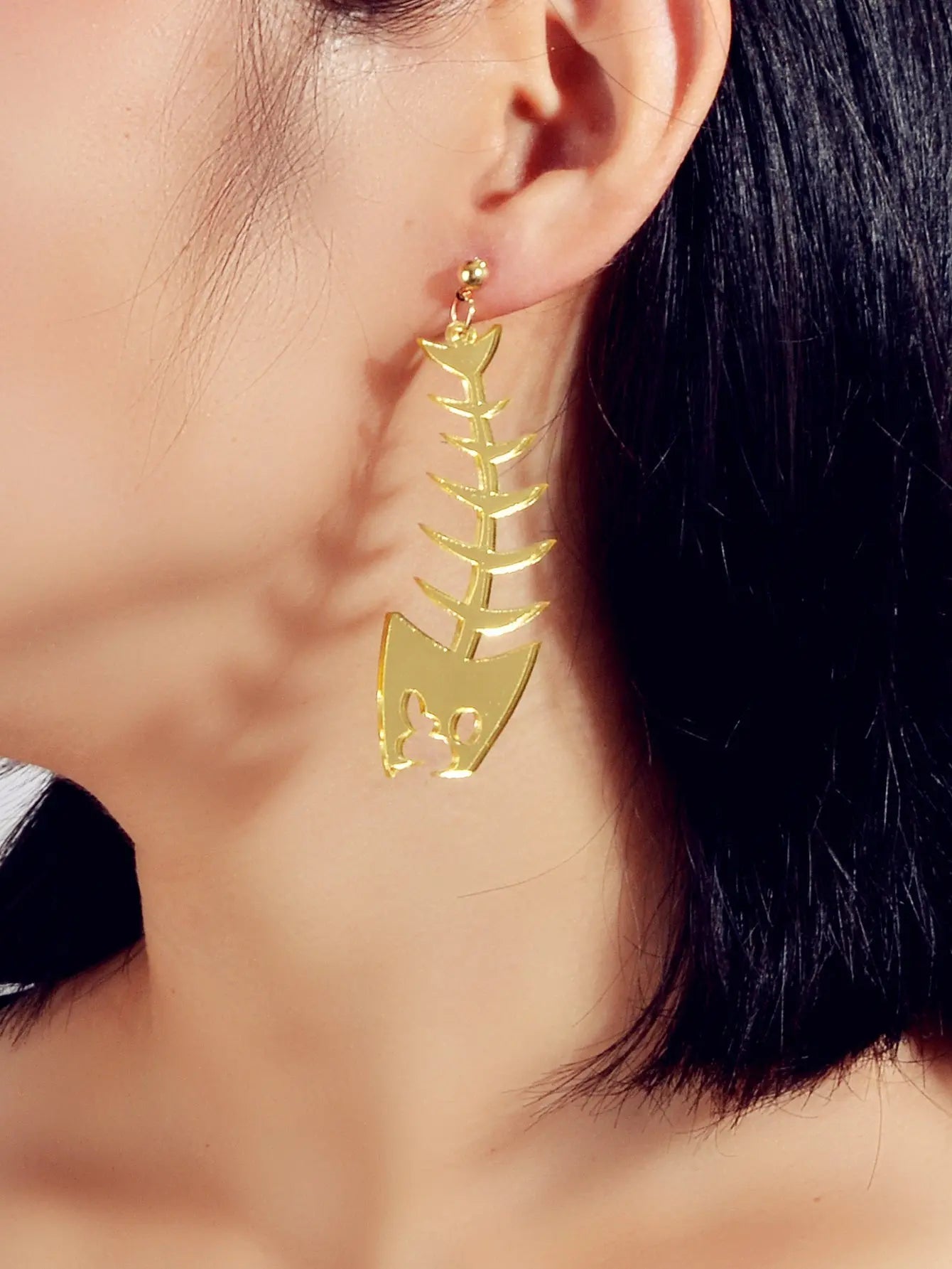 Personality Creative Acrylic Fish Bones Dangling Earrings Rock Statement Jewelry Feelontop Jewellery