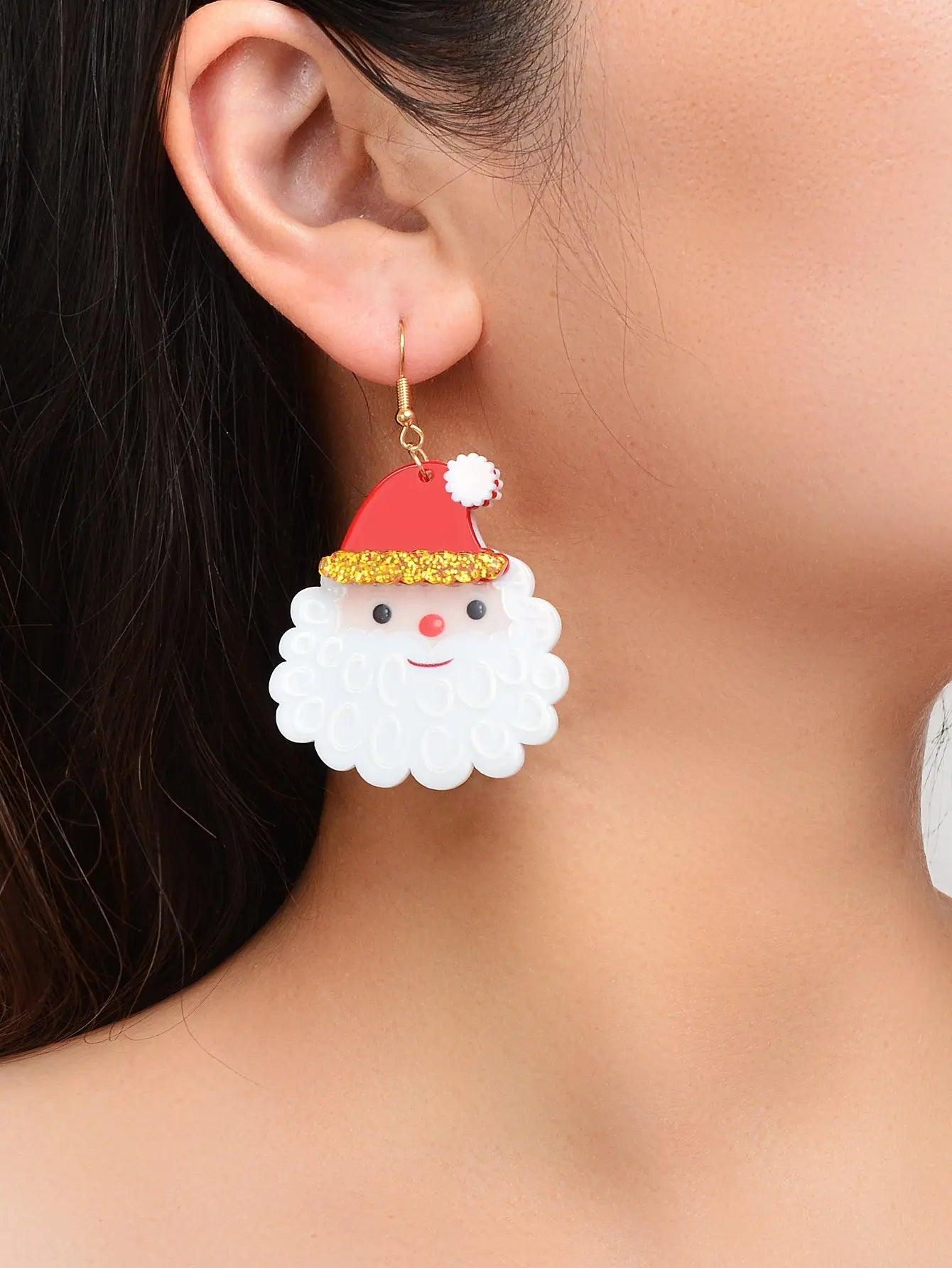 Christmas Festival Jewellery Acrylic Santa Claus Dangle Earrings Dainty Gifts Feelontop Jewellery