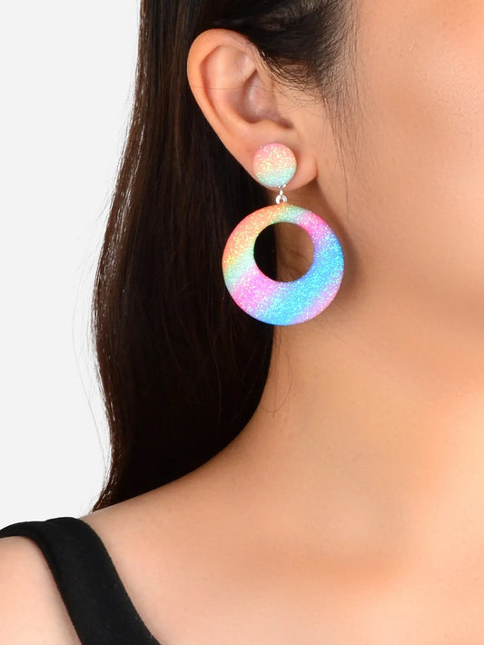 Y2k Style Jewellery Candy Color Round Circle Dangle Geometric Earrings for Women Feelontop Jewellery