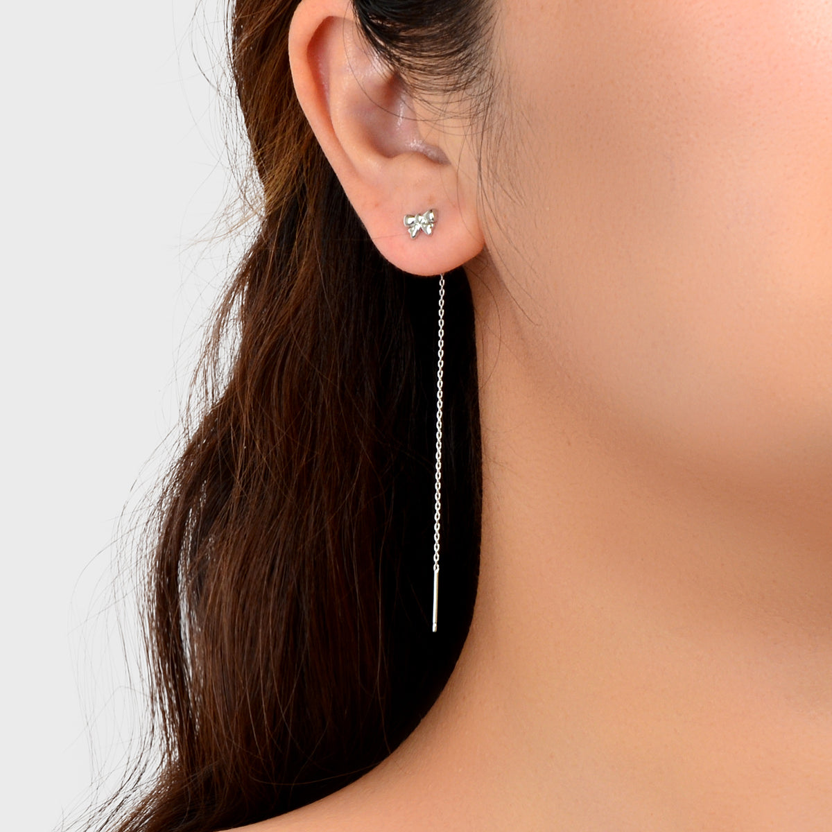 Individual Silver Butterfly Long Chain Ear Line Tassel Threader Pendant Earrings Feelontop Jewellery