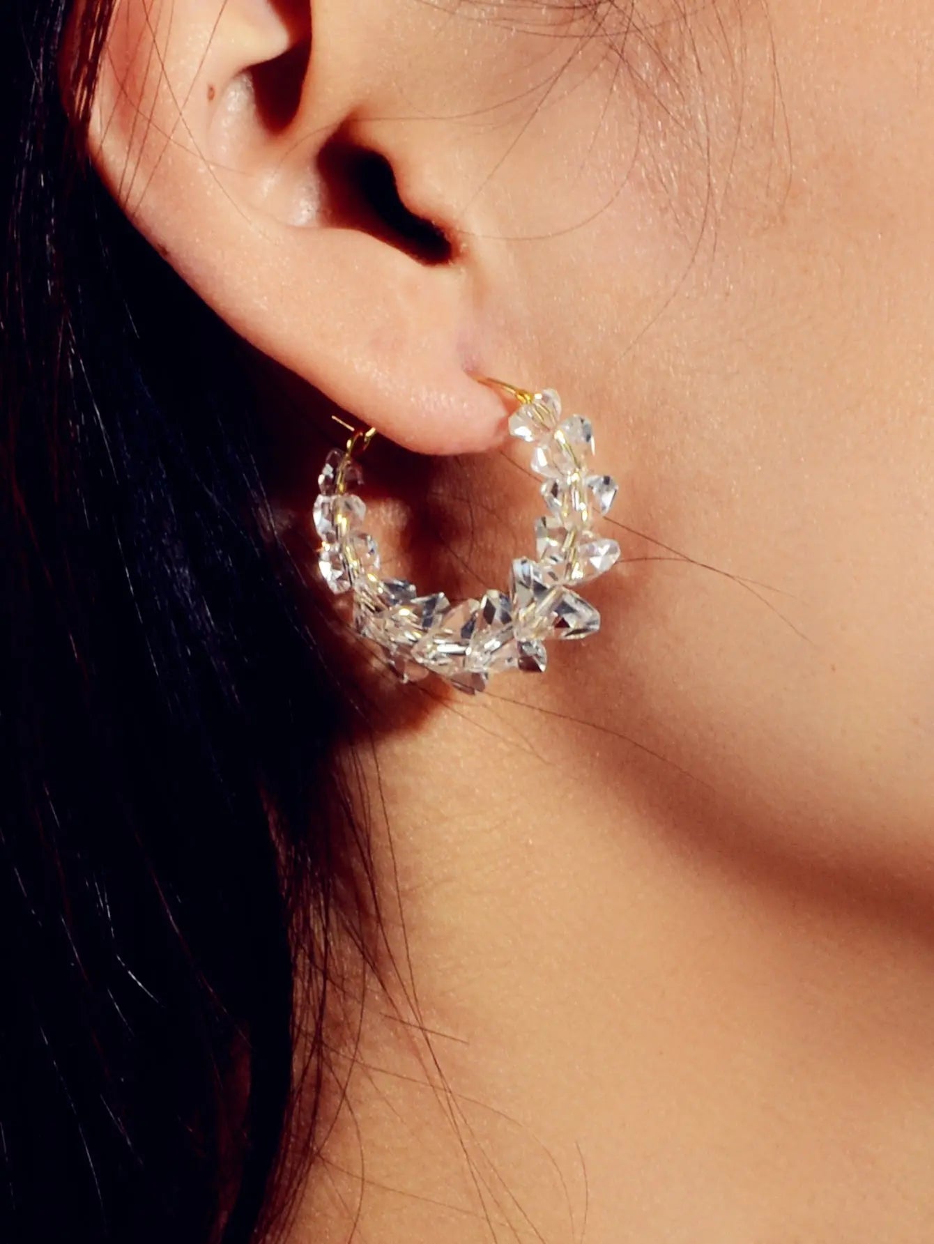 Ladies Jewellery Transparent Acrylic Beads Hoop Dangle Earrings Party Decoration Feelontop Jewellery