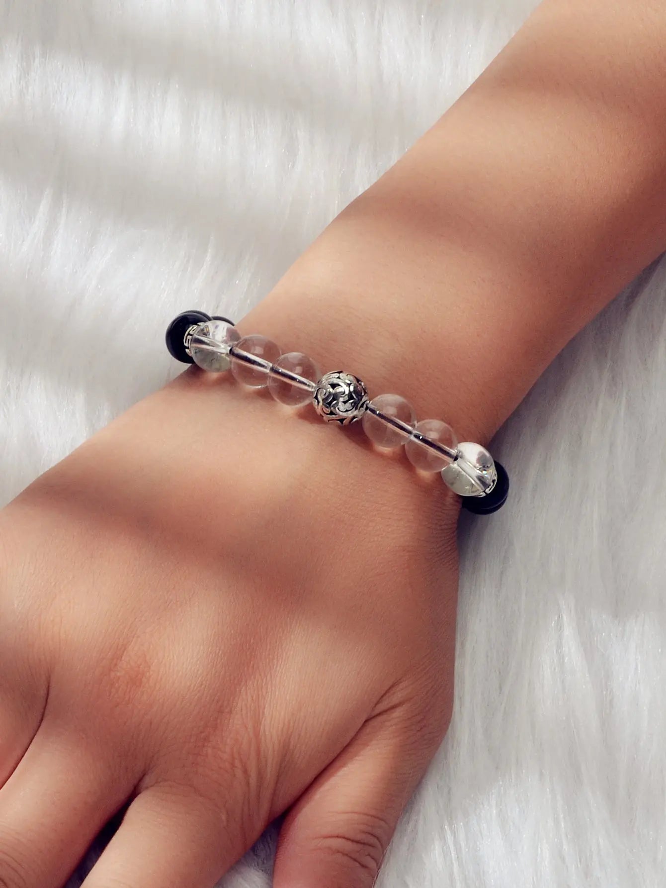 Tribal Ethnic Jewellery Black Transparent Beads Elastic Bohemian Bangle Bracelet Feelontop Jewellery