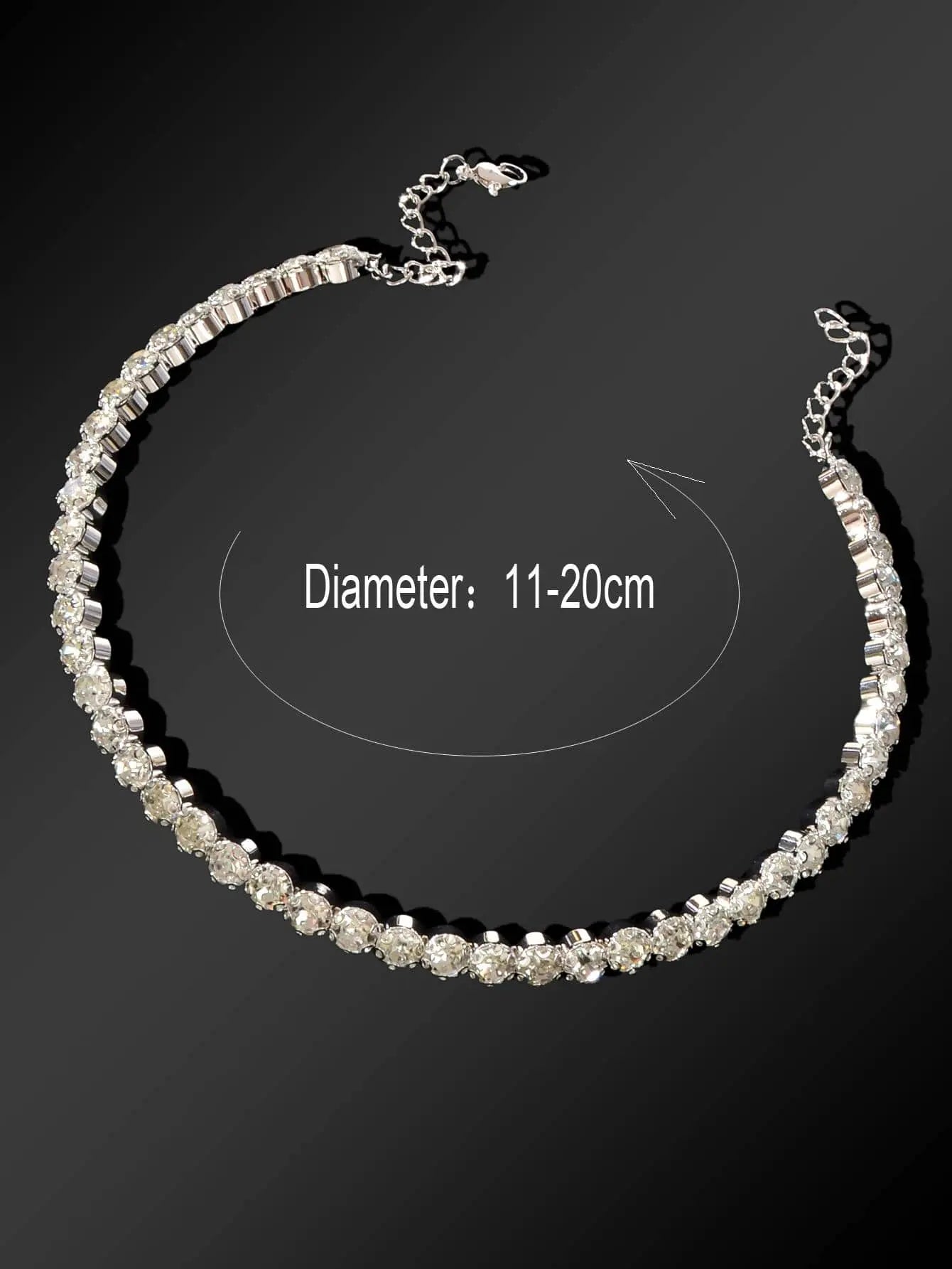 Silver Short Necklace Full Diamond Embellishment Choker Feelontop Jewellery