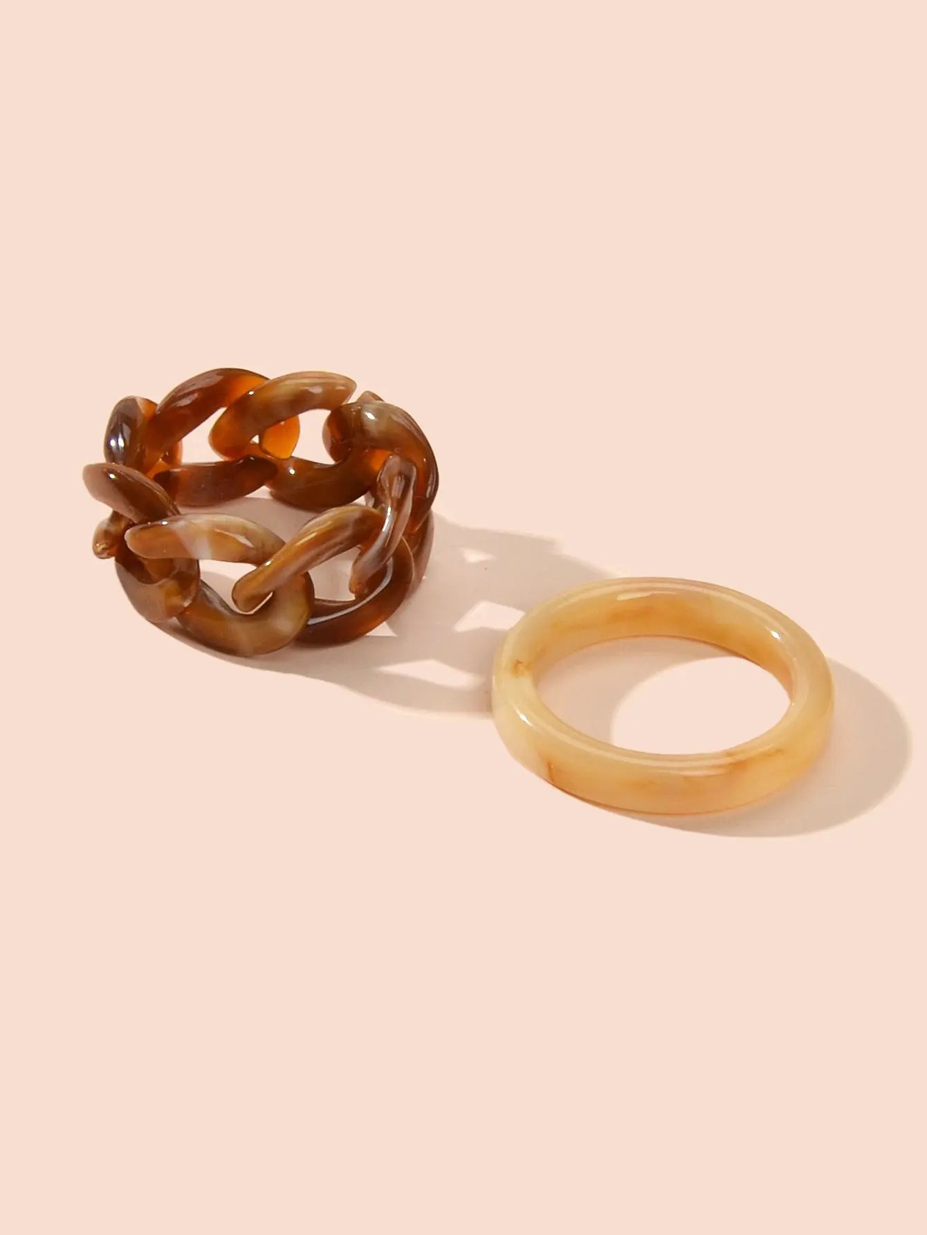 2pcs Trendy Jewelry Blue Brown Geometric Stackable Multiple Midi Finger Ring Set Feelontop Jewellery