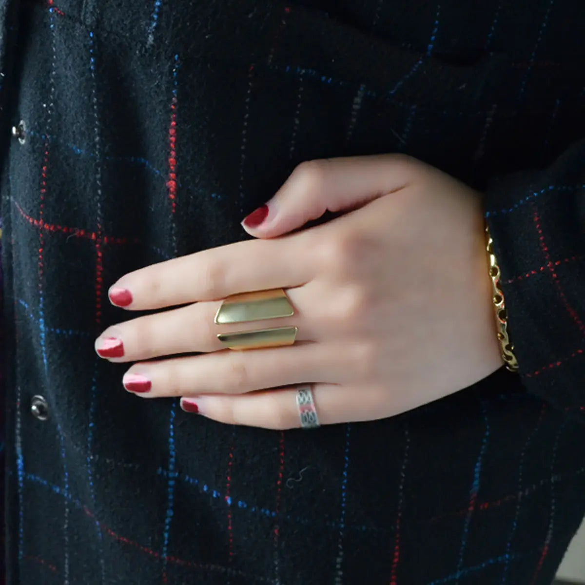 Solid Gold Colour Wide Metallic Cuff Ring Beautiful Women Anniversary Band Gift Feelontop Jewellery