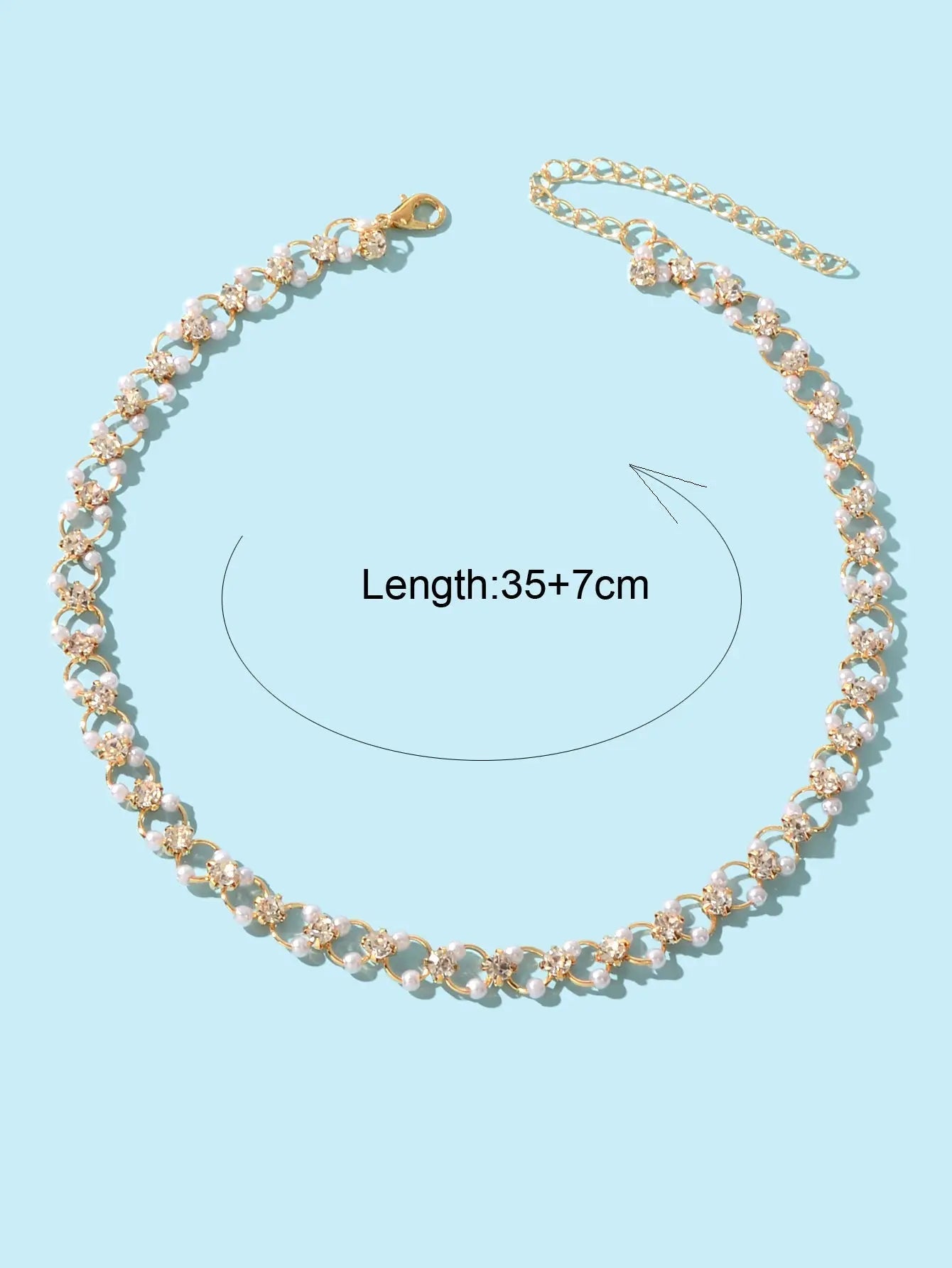 Wedding Engagement Gift Jewellery Rhinestone Pearl Decor Hollow Choker Necklace Feelontop Jewellery
