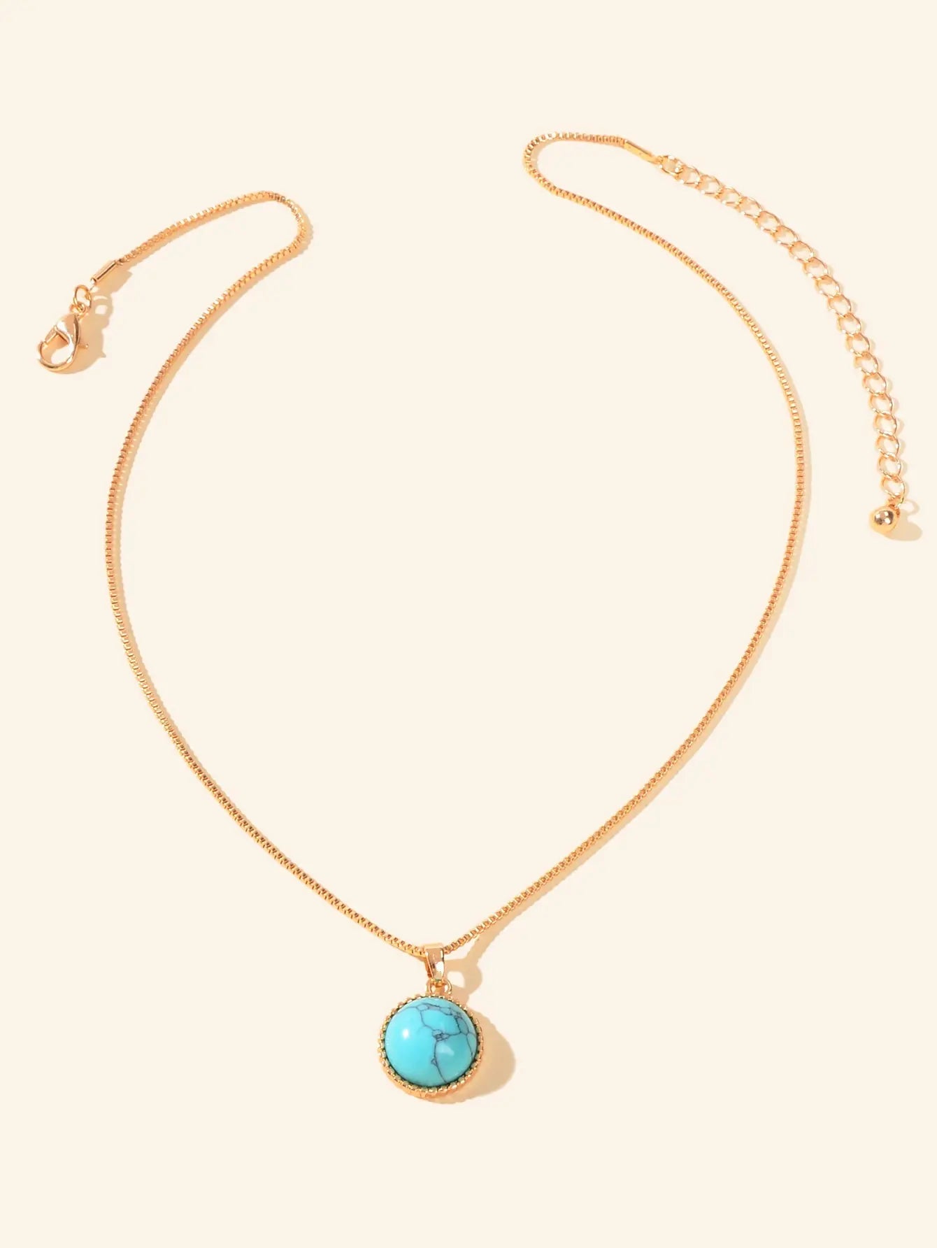 Bohemian Jewelry Gold Chain Round Turquoise Pendant Necklace Ethnic Accessories Feelontop Jewellery