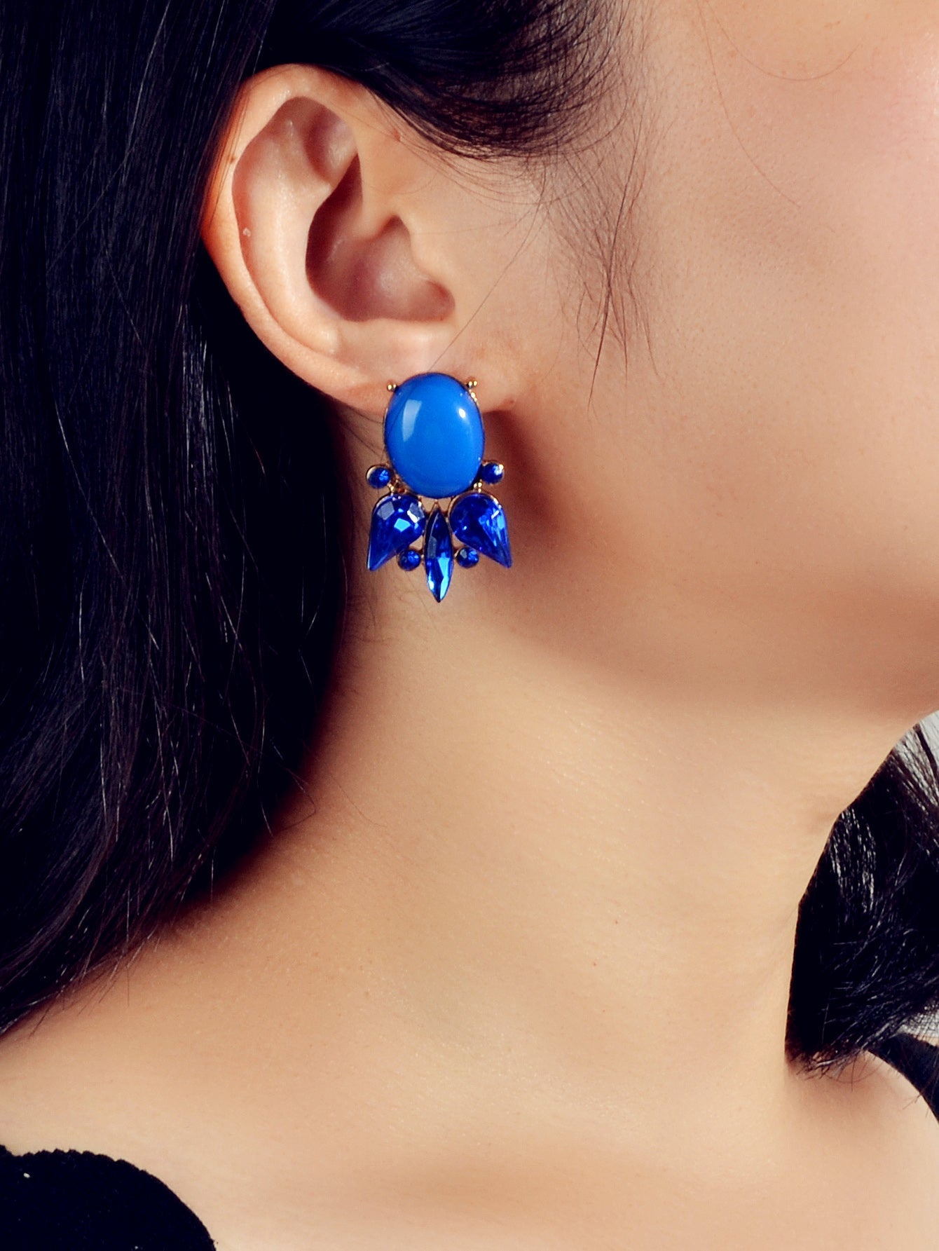 Retro Style Colorful Crystal Geometric Stud Earrings Party Fesvital Jewelry Gift Feelontop Jewellery