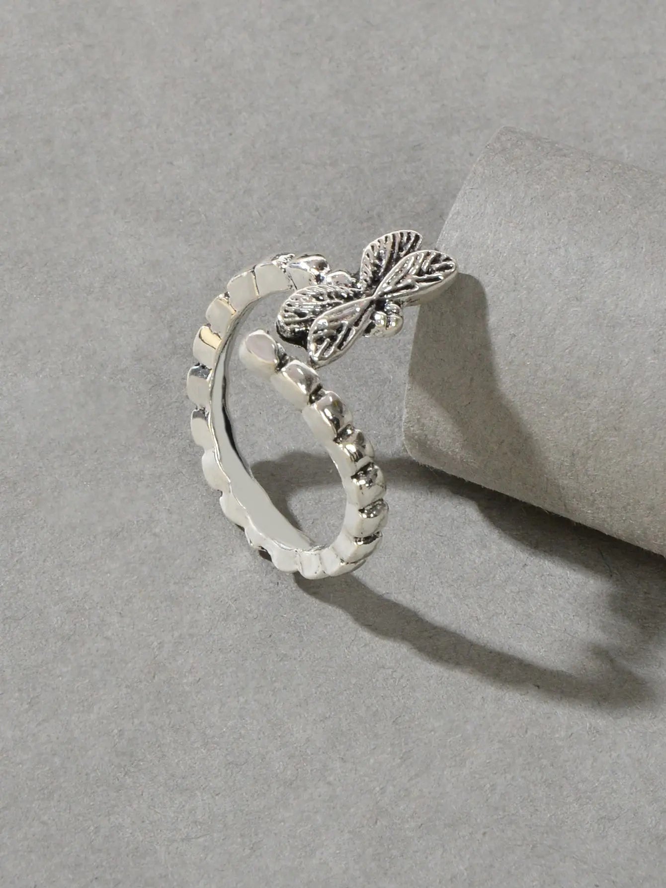 Vintage Designer Traditional Antique Silver Carved Dragonfly Finger Ring Jewelry Feelontop Jewellery