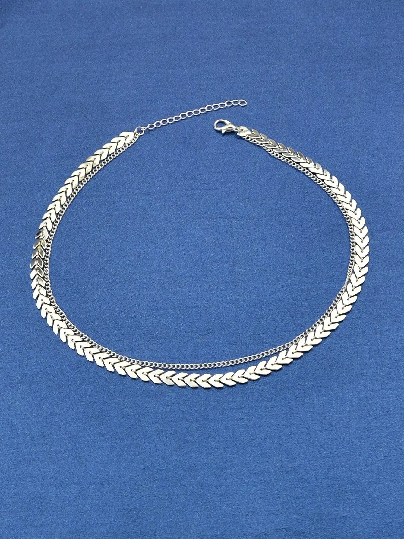 Female Gift Double layer Gold Silver Chain Short Clavicle Punk Collar Necklace Feelontop Jewellery