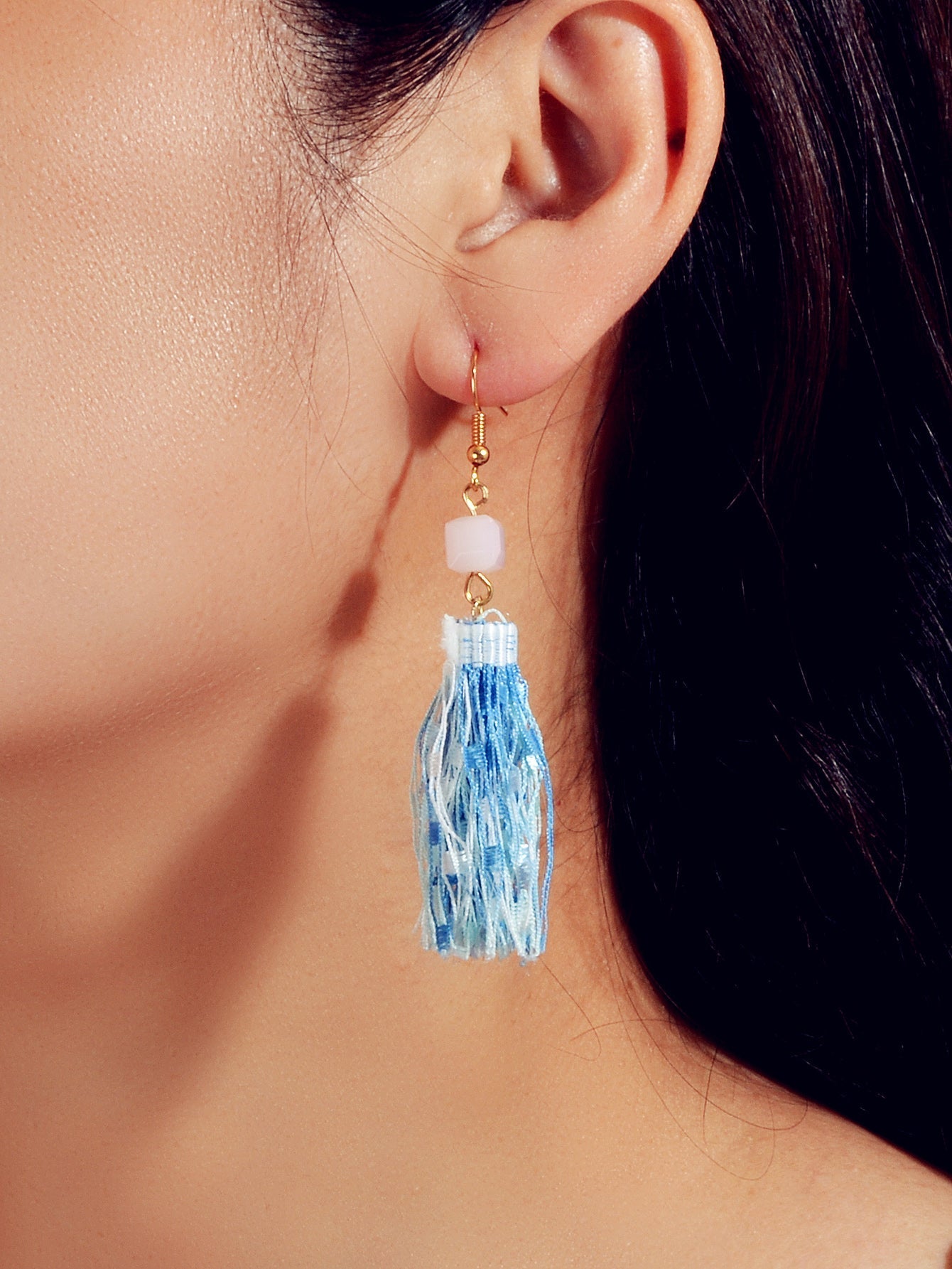 Ethnic Traditional Jewellery Pink Beads Rope Tassel Dangle Earrings for Women Feelontop Jewellery