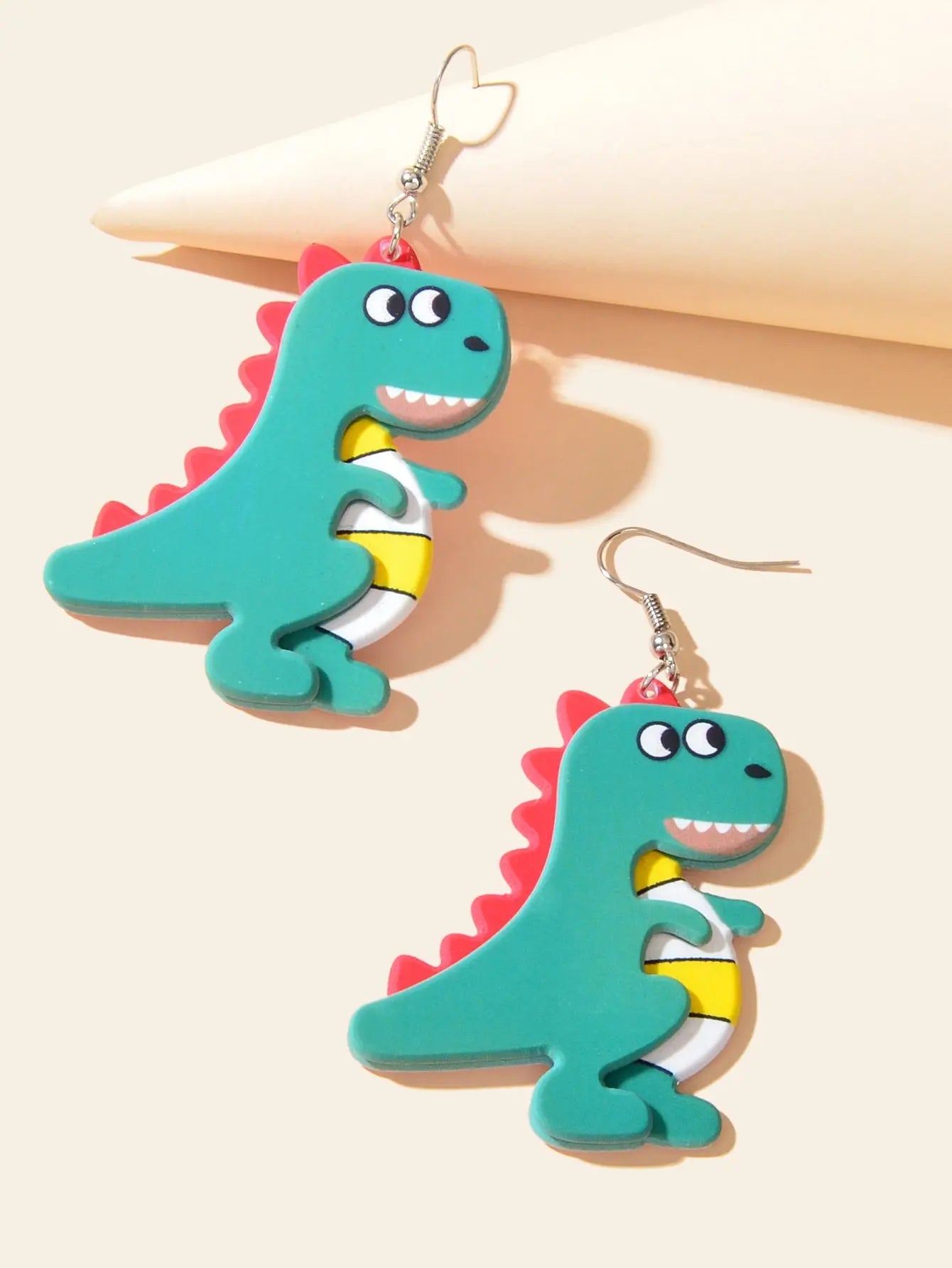 Lovely Cartoon Jewellery Design Green Acrylic Dinosaur Dangle Earrings for Women Feelontop Jewellery