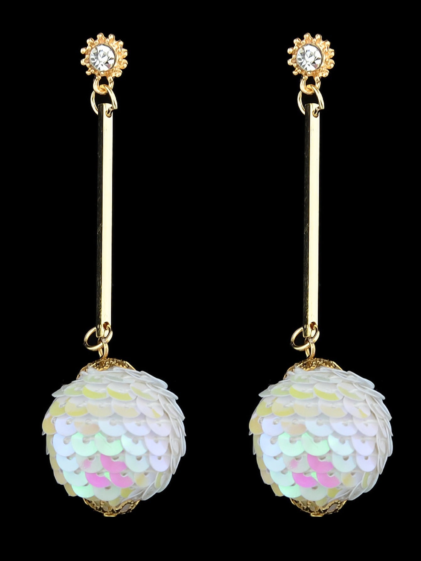 Rhinestone Sequins Ball Charm Pendant Dangle Earrings Women Girl Teens Jewellery Feelontop Jewellery