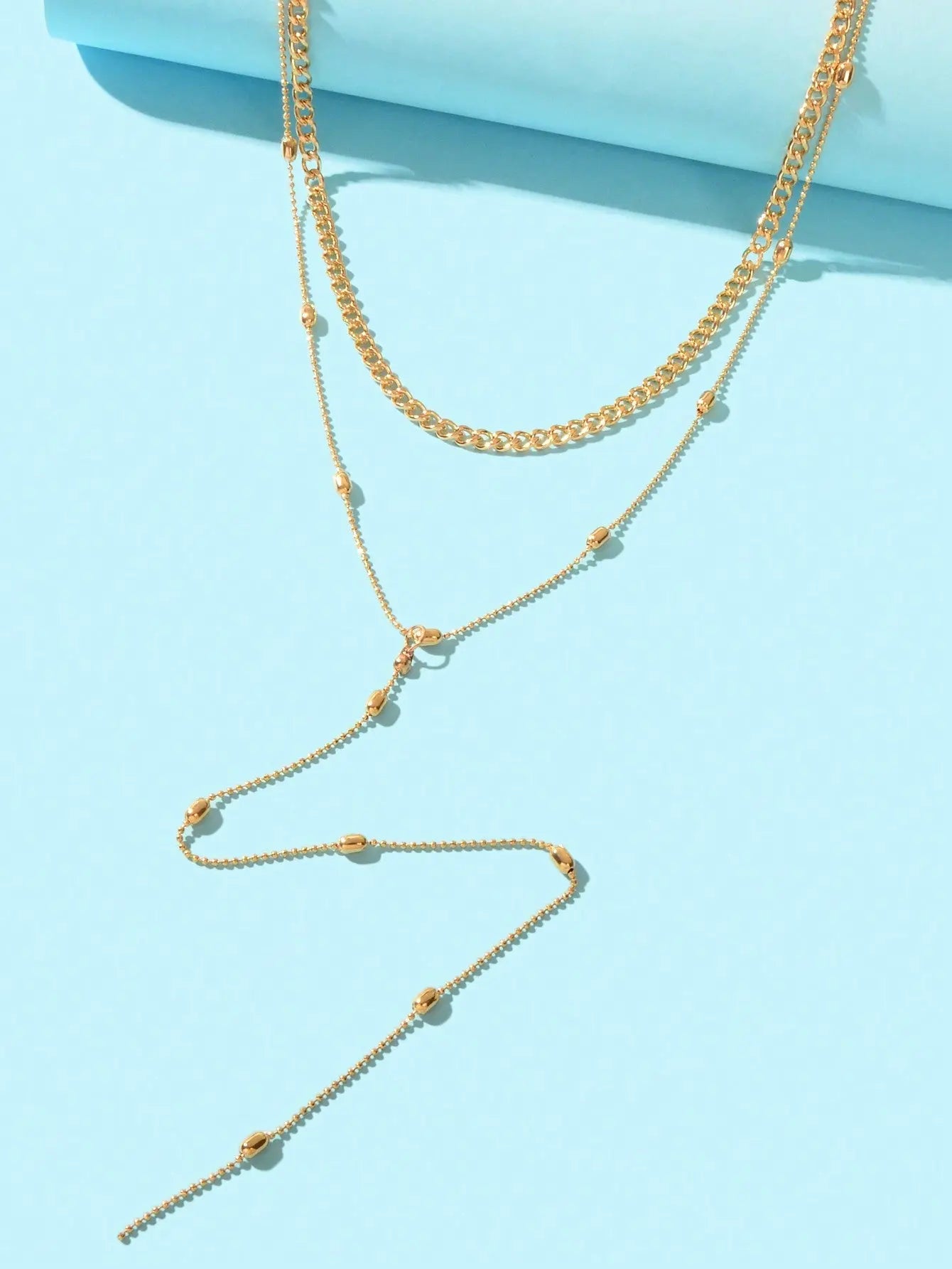 Golden Fringe Necklace with Long Gold Chain Glamorous Accent for Any Ensemble Feelontop Jewellery