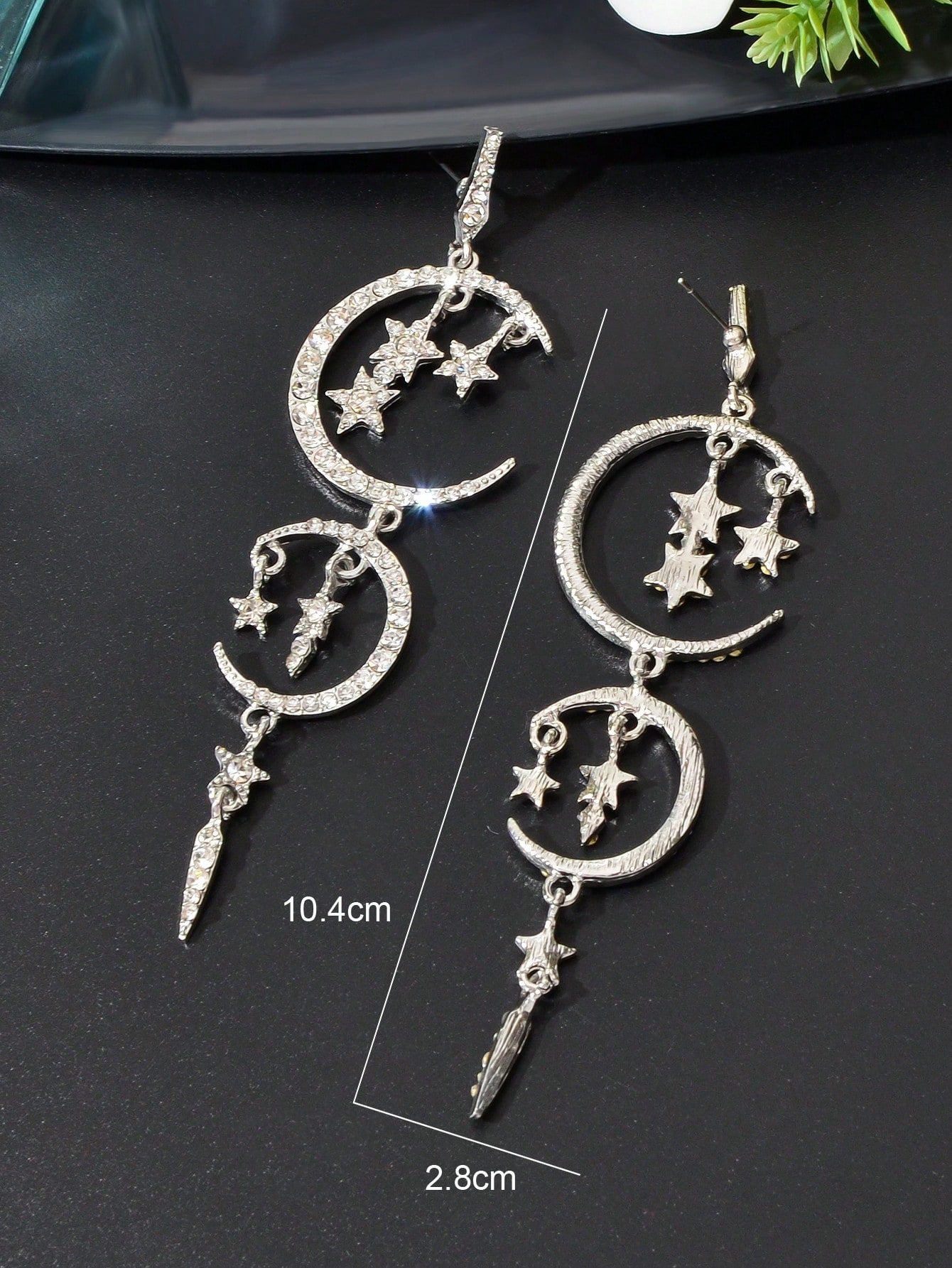 Starry Nights Long Earrings with Multiple Star Moon Pendants Celestial Glamour Feelontop Jewellery