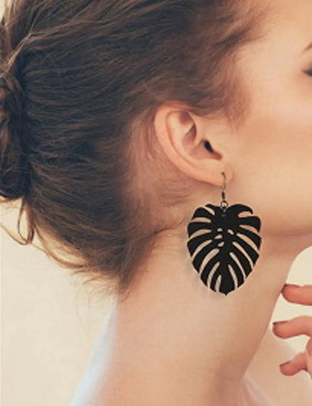 Black Acrylic Leaf Chunky Dangle Holiday Earrings Girls Designer Stylish Jewelry Feelontop Jewellery