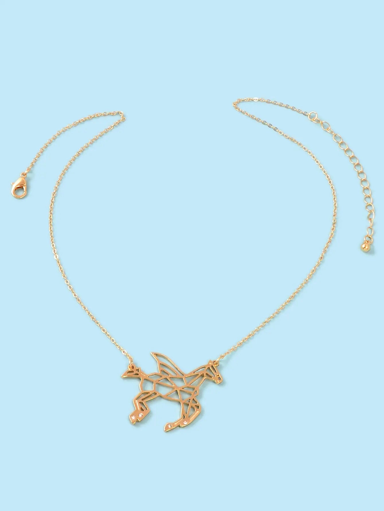 Designer Jewellery Minimalist Creative Gold Hollow Flying Horse Pendant Necklace Feelontop Jewellery