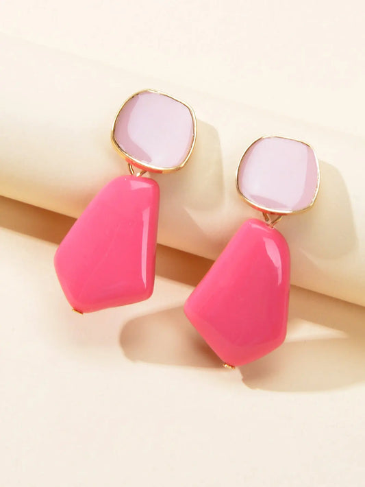 Y2k Style Trendy Candy Color Geometric Dangle Party Pierced Earrings Party Gift Feelontop Jewellery