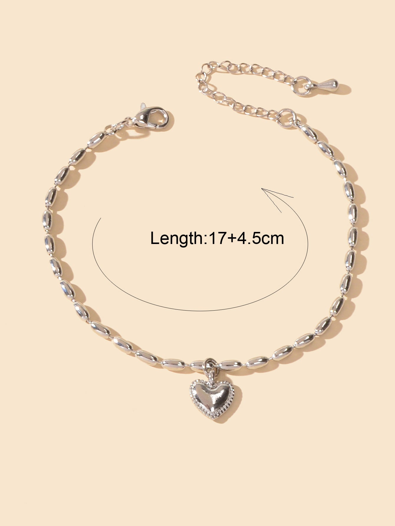 Trendy Jewellery Silver Beads Chain Heart Charm Bracelets Women Festival Gift Feelontop Jewellery
