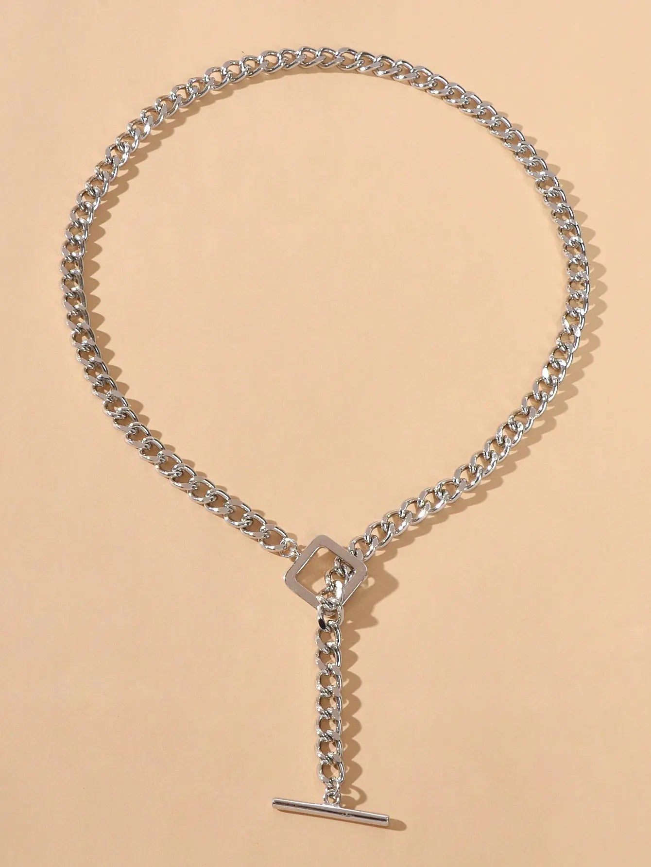 Punk Statment Jewelry Crude Y Lariat Chain Minimalist Square Collar Necklace Feelontop Jewellery