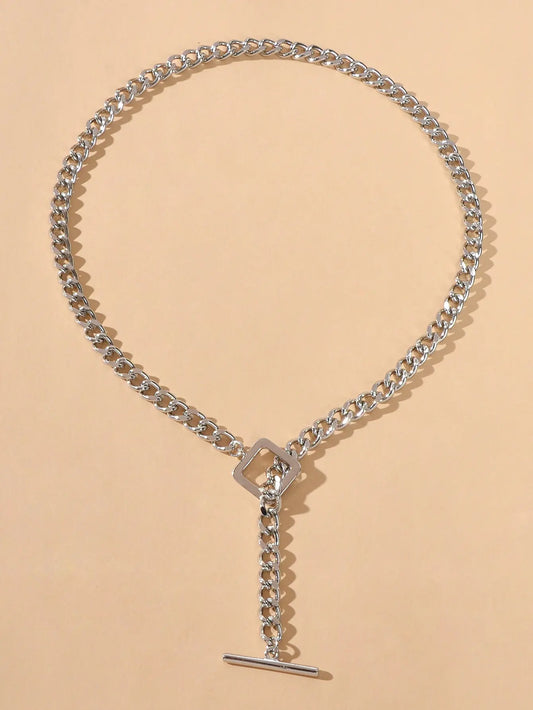 Punk Statment Jewelry Crude Y Lariat Chain Minimalist Square Collar Necklace Feelontop Jewellery