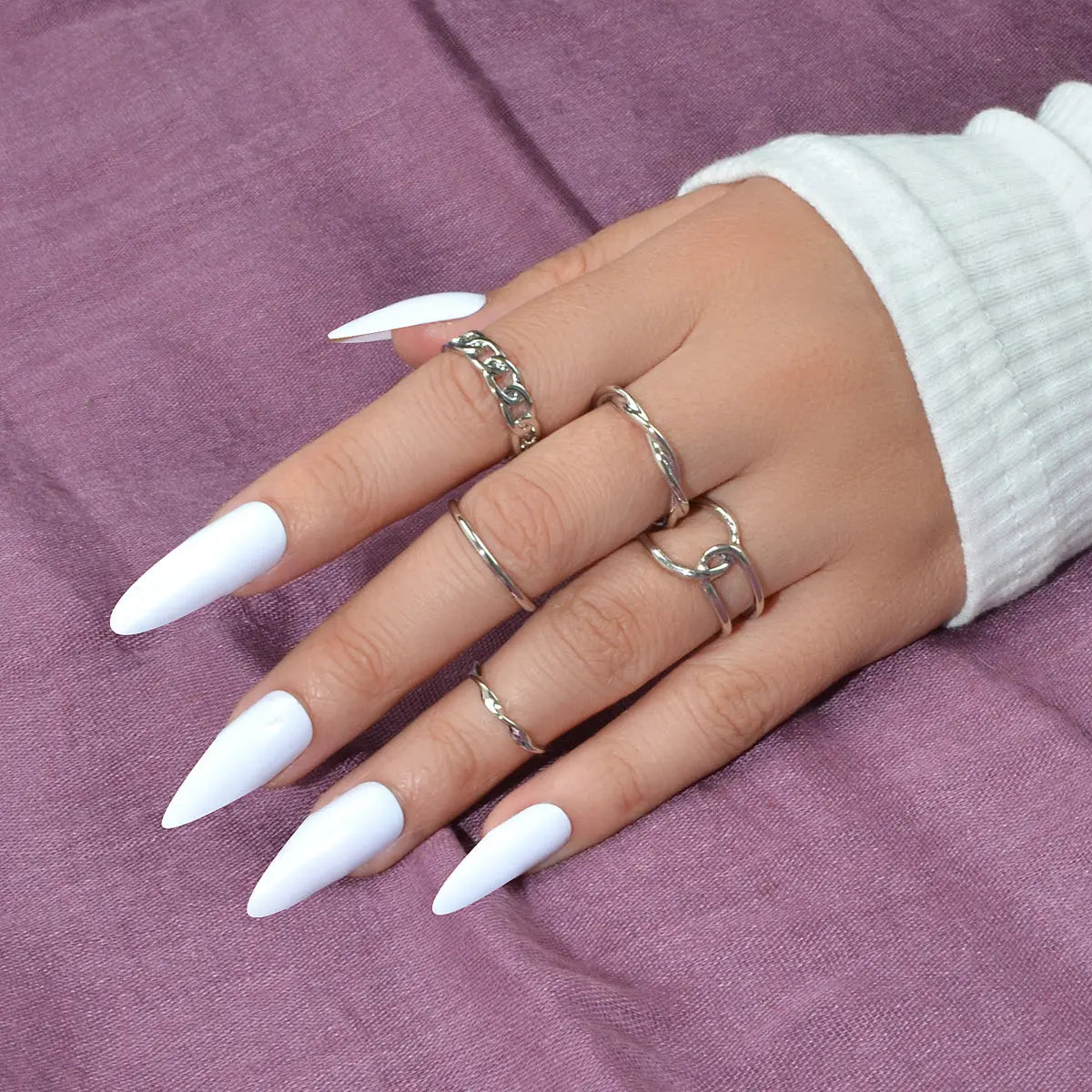 Minimalist Punk 5 pcs Trendy Gold Silver Stackable Multiple Midi Finger Ring Set Feelontop Jewellery