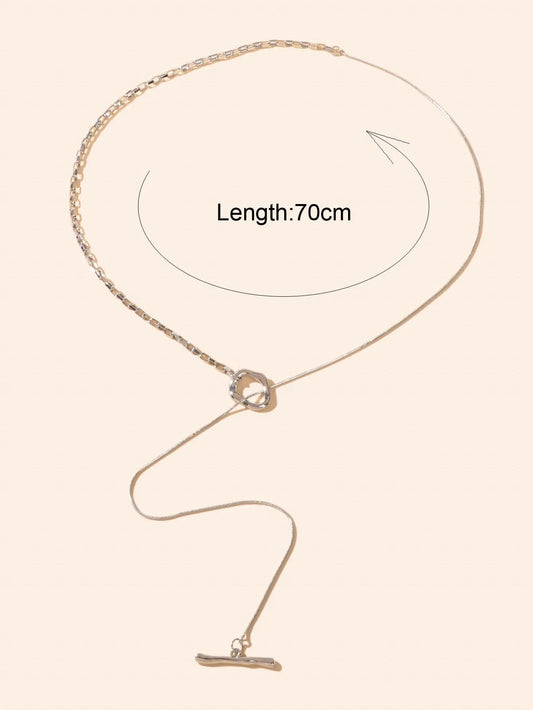 Minimalist Accessories Silver Long Chain Y Style Stick Pendant Lariat Necklace Feelontop Jewellery