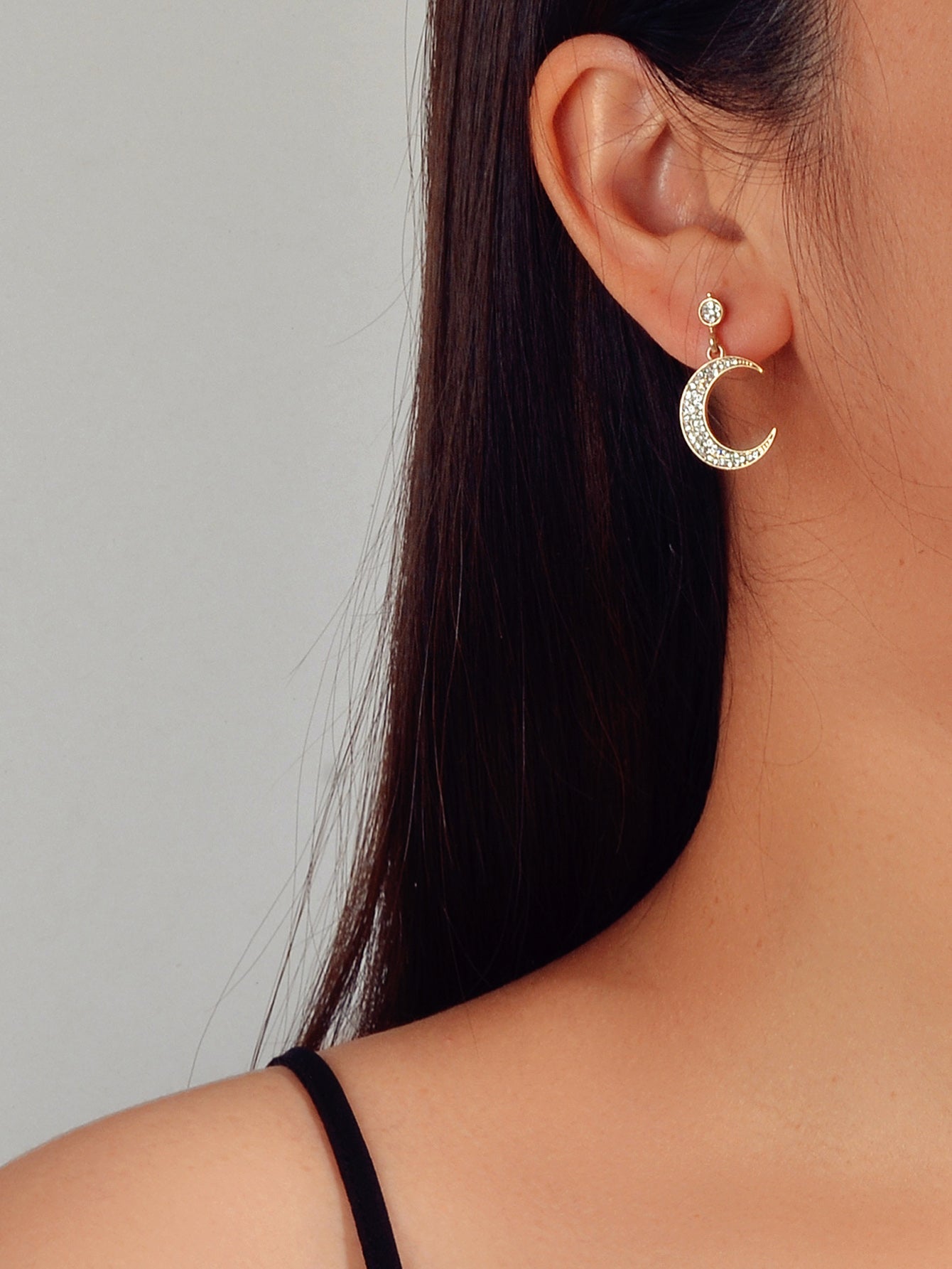 Asymmetric Luxurious Full Rhinestone Star Moon Dangle Earrings Party Jewellery Feelontop Jewellery