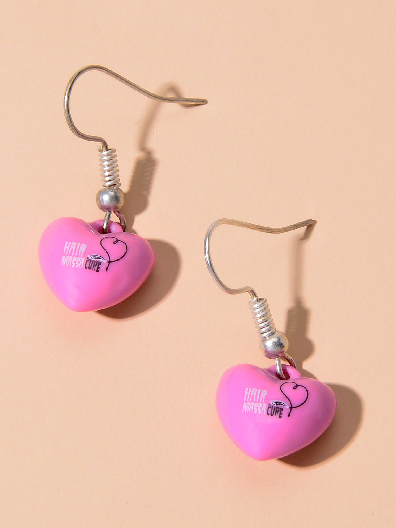 Valentine's Day Women Girl Hotpink Heart Dangle Love Earrings Party Decoration Feelontop Jewellery