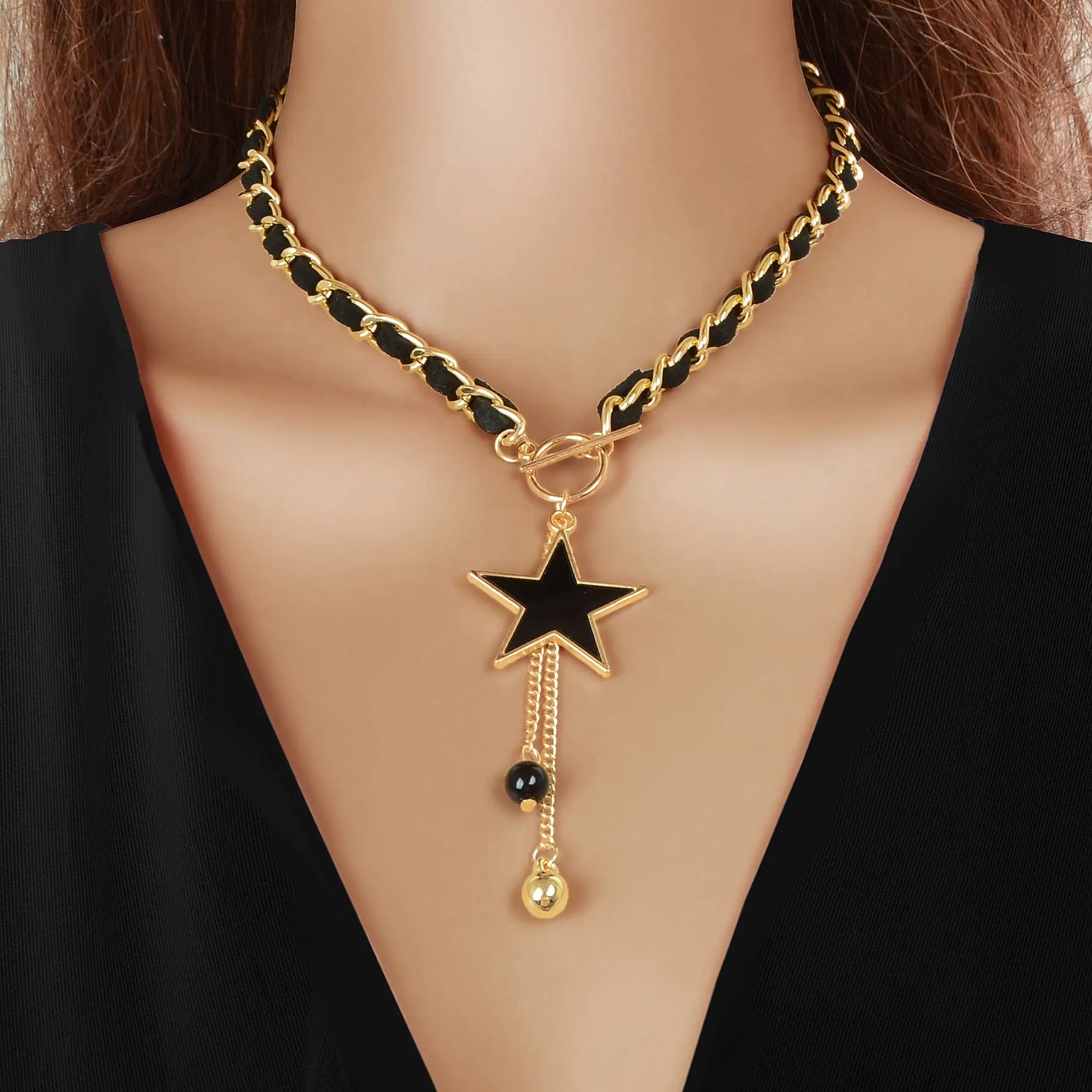 1pc Designer Stylish Butterfly Charm and Ball Pendant Tassel Braided Long Necklace Women Party Daily Jewelry Feelontop Jewellery