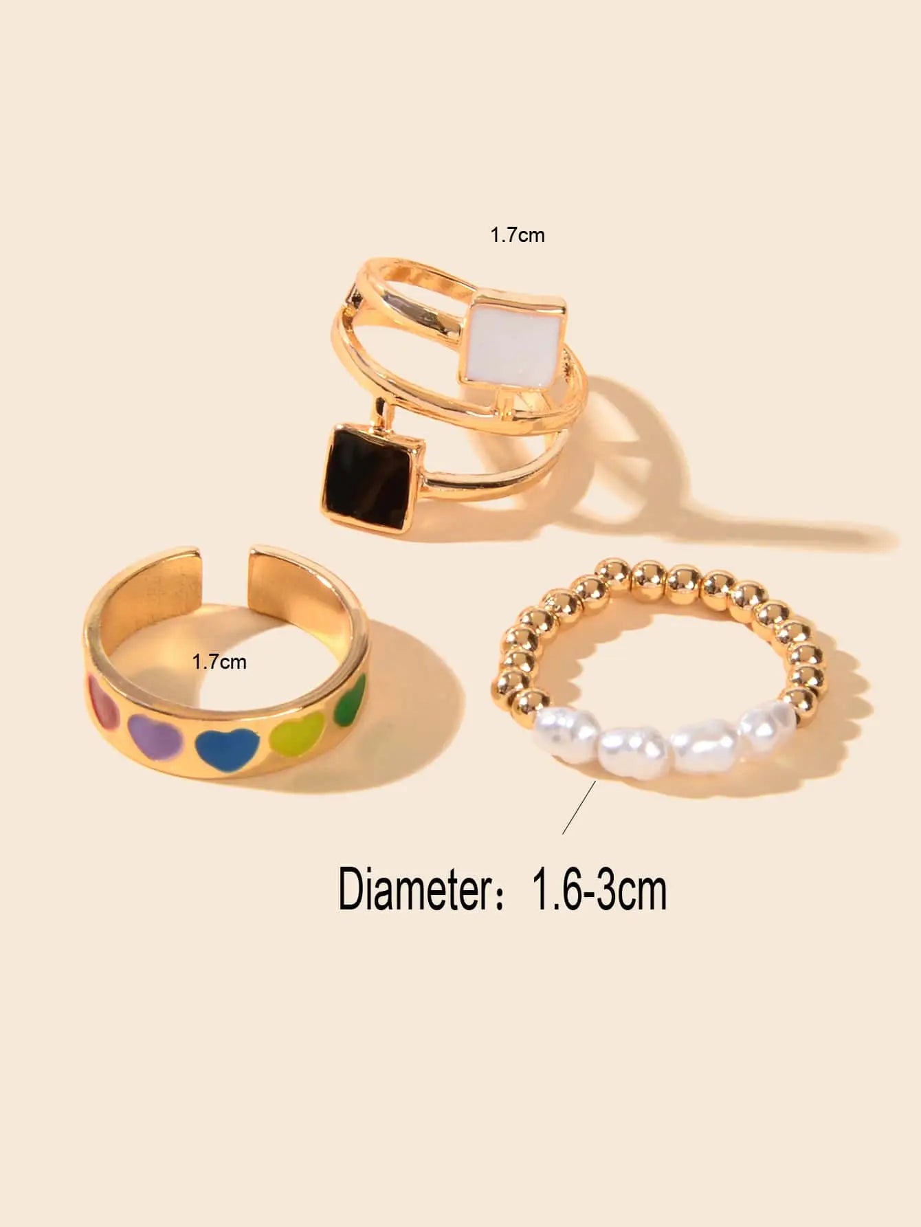 Colourful Heart Carved Open Cuff Rings Vibrant Jewellery Vividly Collection Gift Feelontop Jewellery