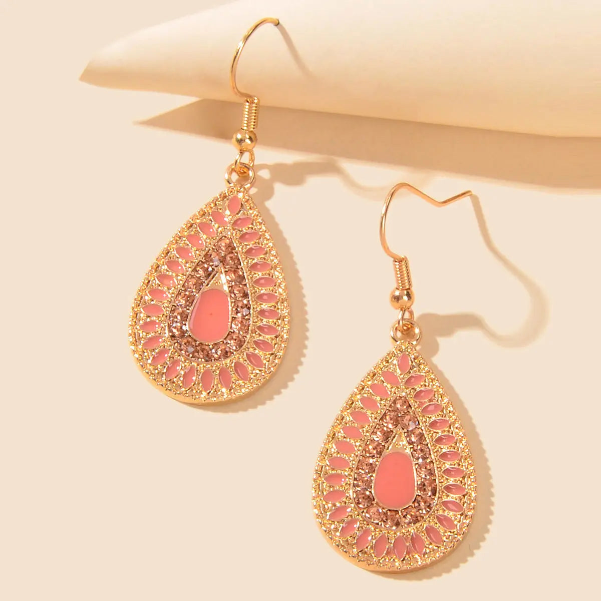 Rhinestone Decor White Crystal Water Drop Dangle Earrings Bohemian Accessories Feelontop Jewellery