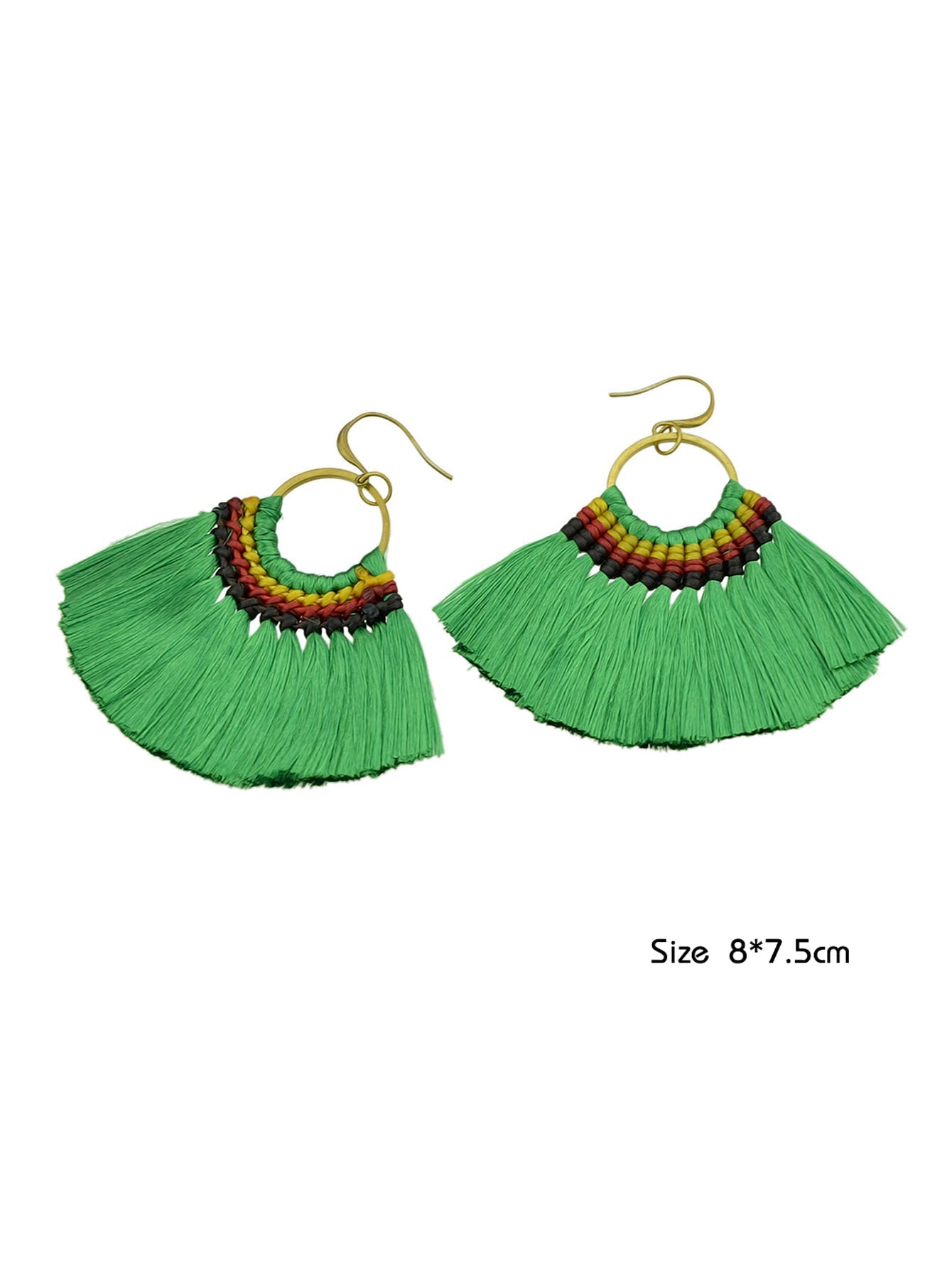 Ethnic Traditional Jewellery Colorful Tassel Fan Shape Dangle Bohemian Earrings Feelontop Jewellery
