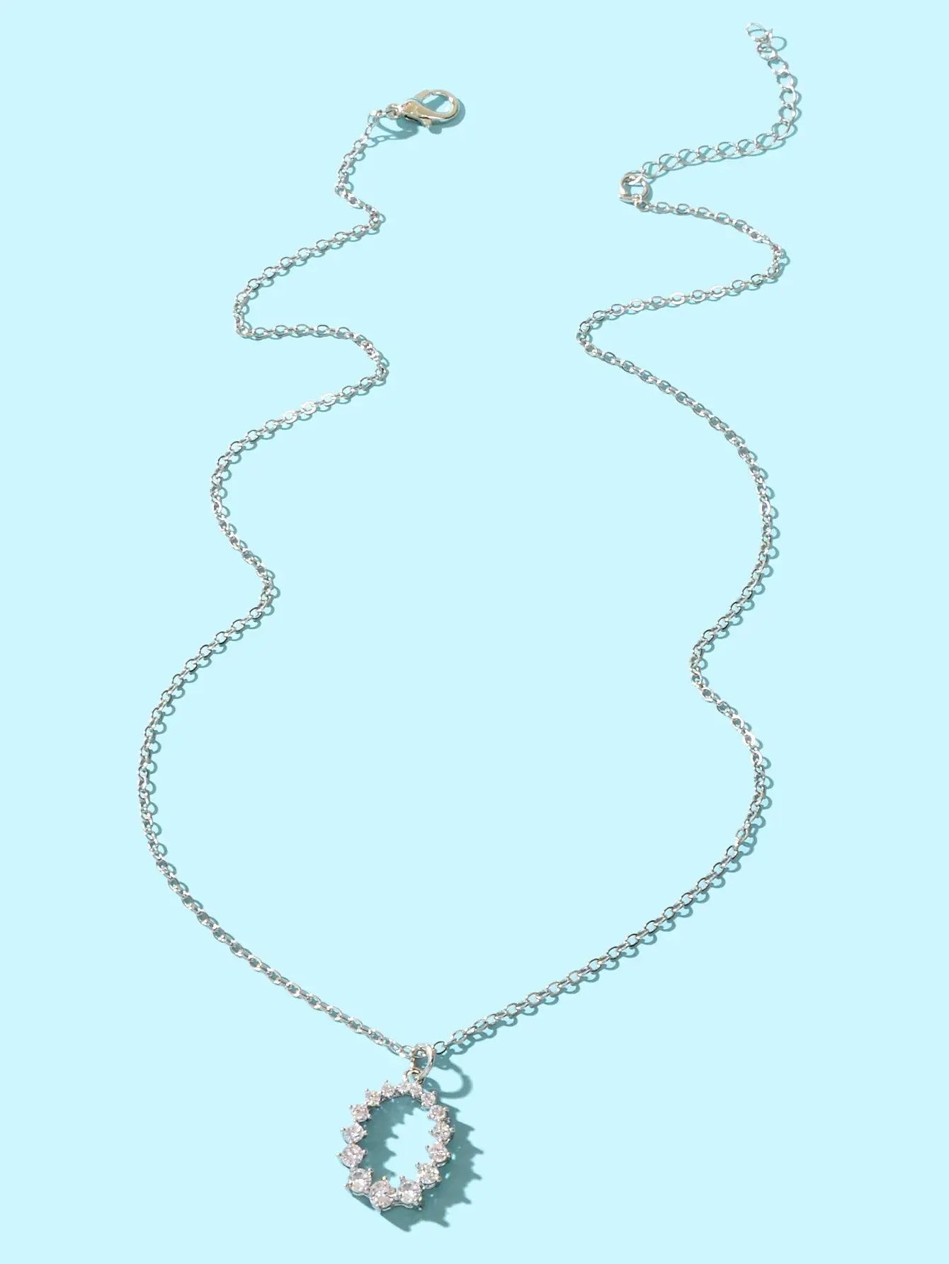 Graceful Cubic Zircon Decor Silver Chain Pendant Necklace Engagement Jewellery Feelontop Jewellery