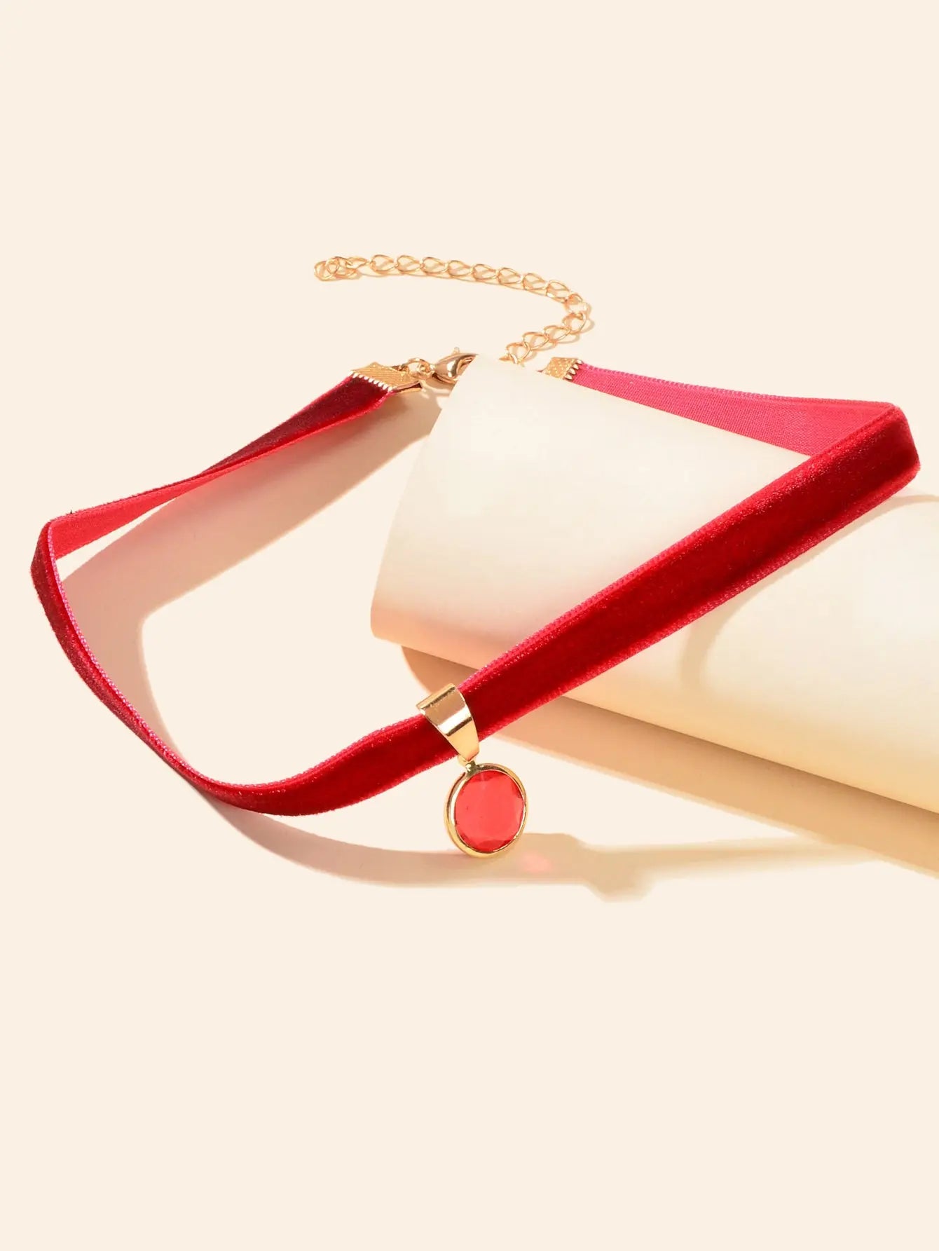 Retro Accessories Red Velvet Round Charm Choker Collar Necklace Festival Jewelry Feelontop Jewellery