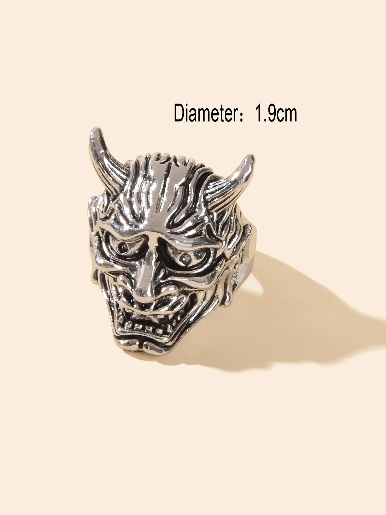 Steampunk Hip Hop Style Antique Silver Exaggerated Monster Head Horn Finger Ring Feelontop Jewellery