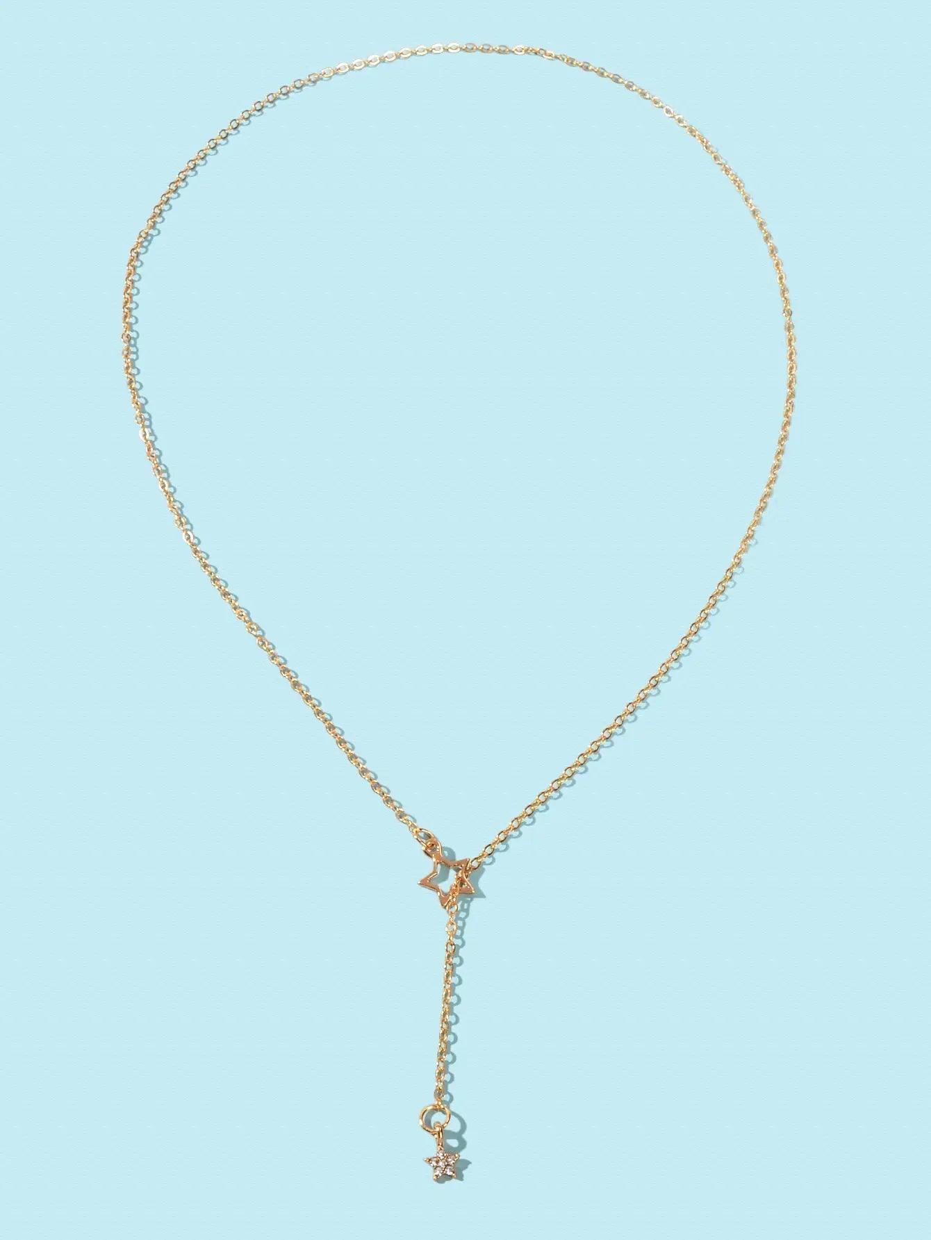 Personalized Gold Chain Long Lariat Star Charm Adjustable Y Shape Drop Necklace Feelontop Jewellery