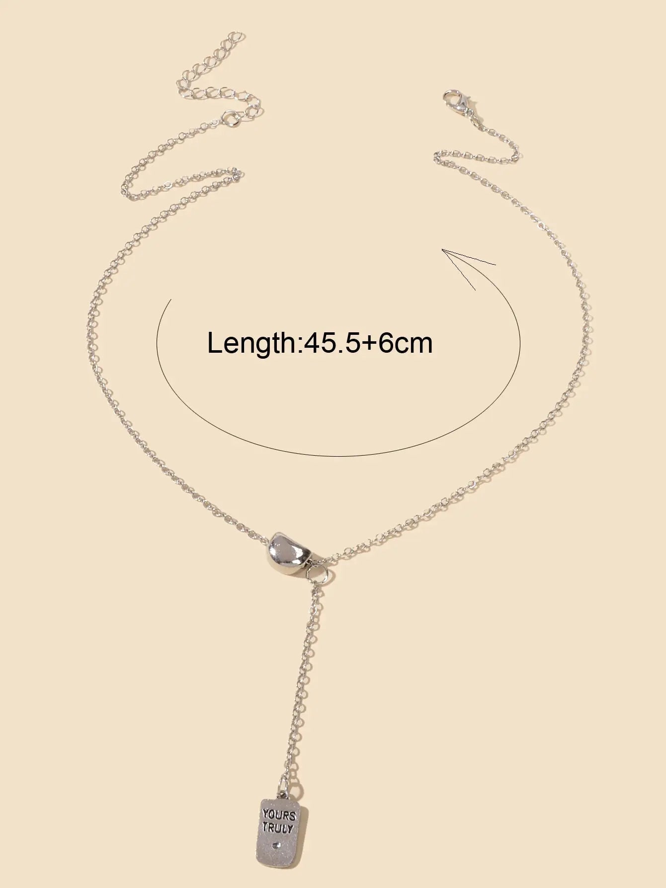 Punk Hip Hop Jewelry Silver Chain Yours Truly Square Necklace Trendy Accessories Feelontop Jewellery