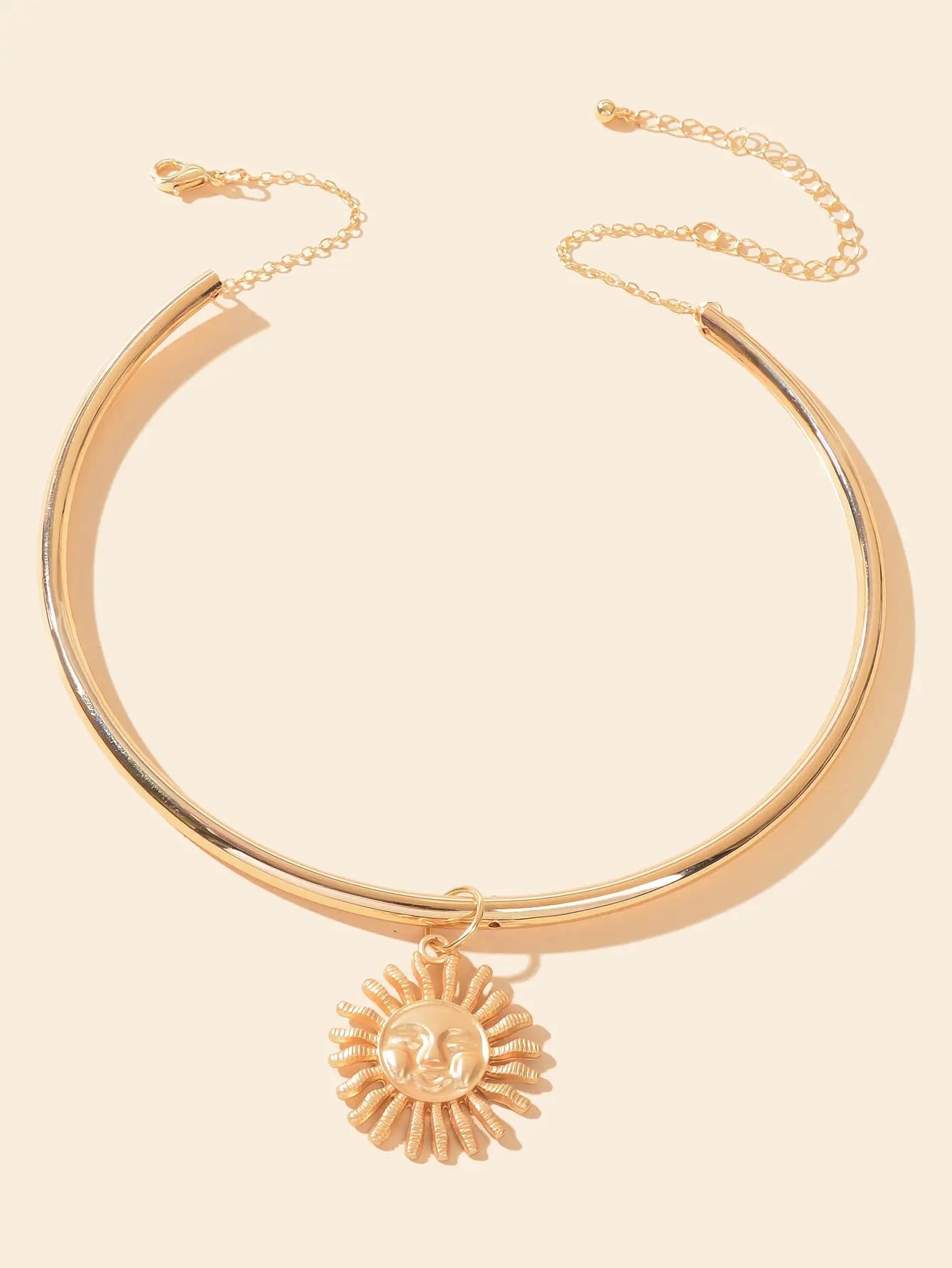 Cool Rock Style Gold Choker Collar Smile Sun Collar Necklace Party Decoration Feelontop Jewellery