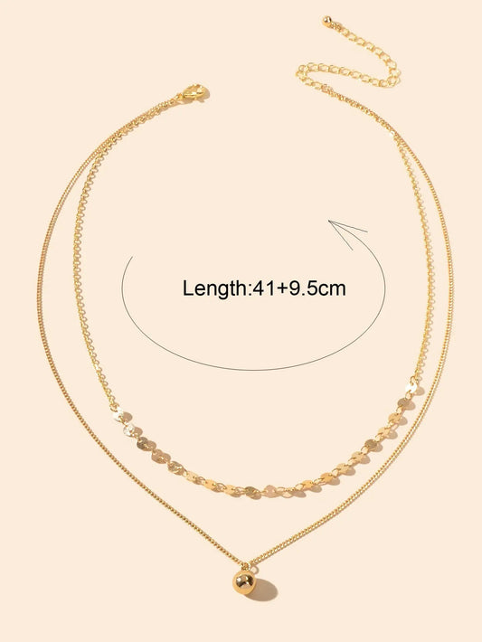 Designer Stylish Double layer Gold Chain Ball Necklace Wholesale Price Jewellery Feelontop Jewellery