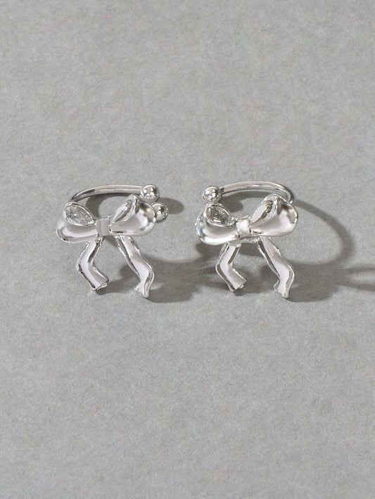 Cartilage Jewelry Clip on Design Silver Bowknot Ear Cuff Women Girls Earrings Feelontop Jewellery