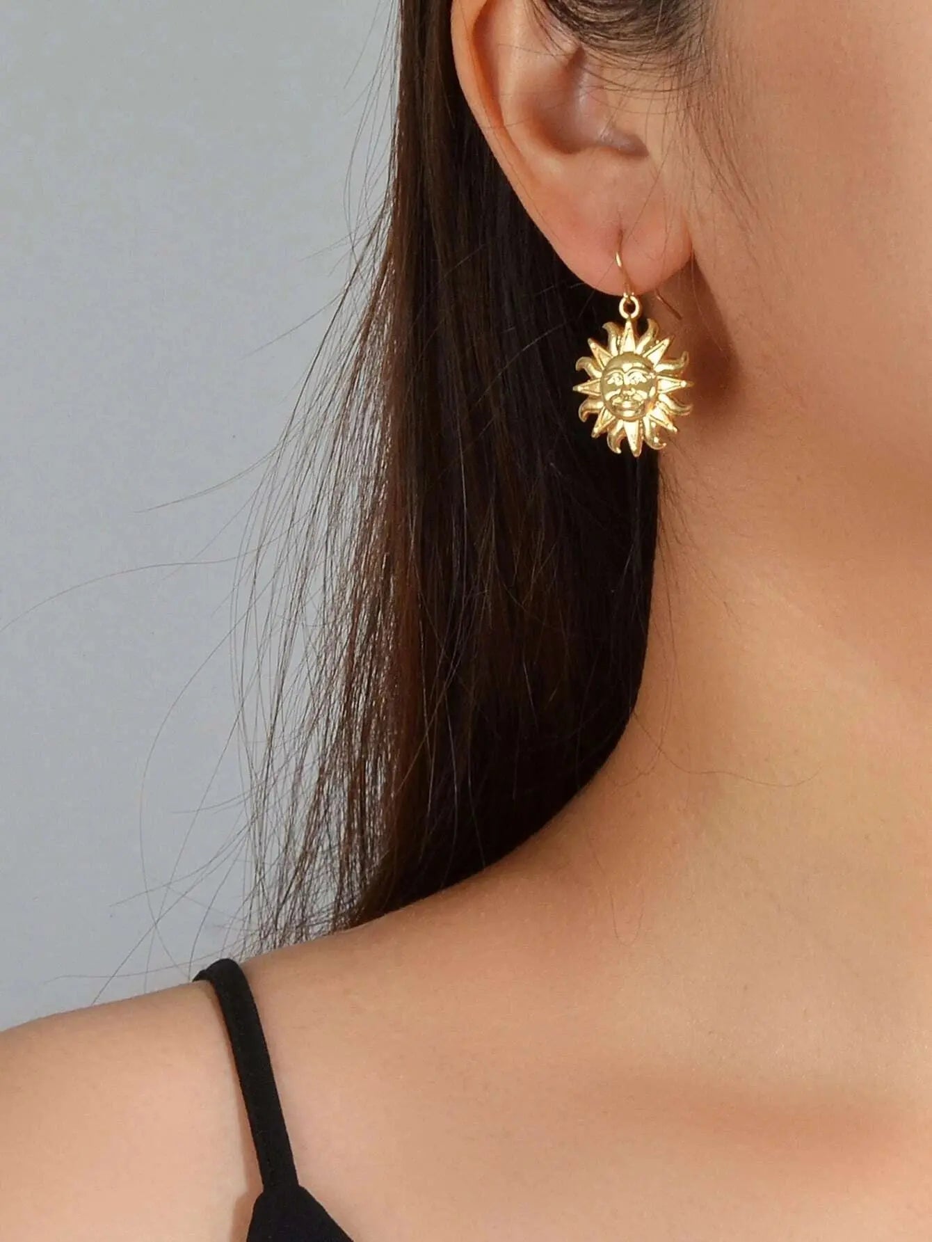 Gold Sun Drop Earrings Wholesale Price Women Teens Accessories Textured Jewelry Feelontop Jewellery
