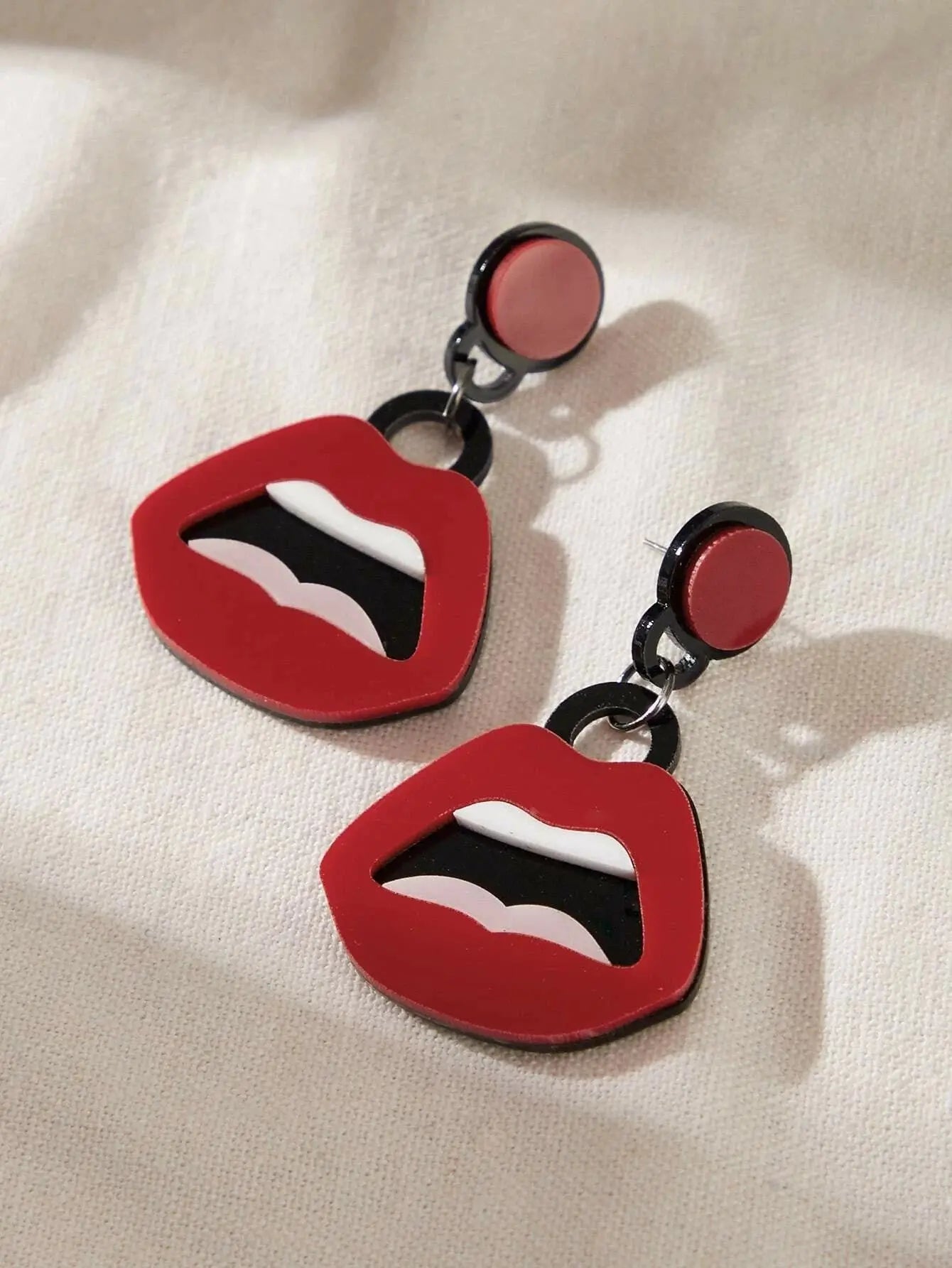 Personality Creative Red Lips Acrylic Statement Dangle Earrings Party Jewellery Feelontop Jewellery