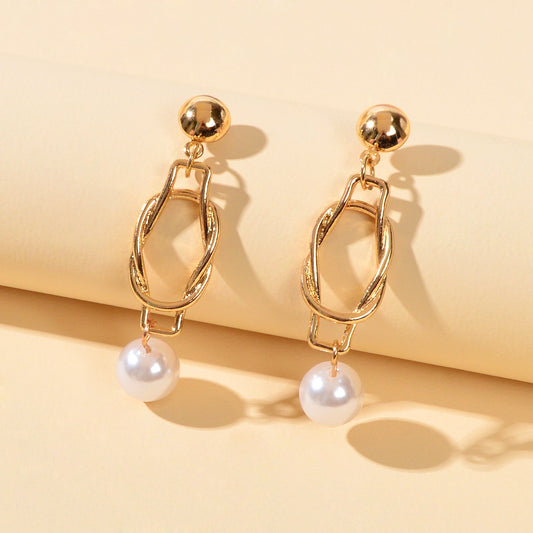 Elegant Jewellery Pearl Beads Gold Lock Pendant Earrings for Women Wedding Party Feelontop Jewellery