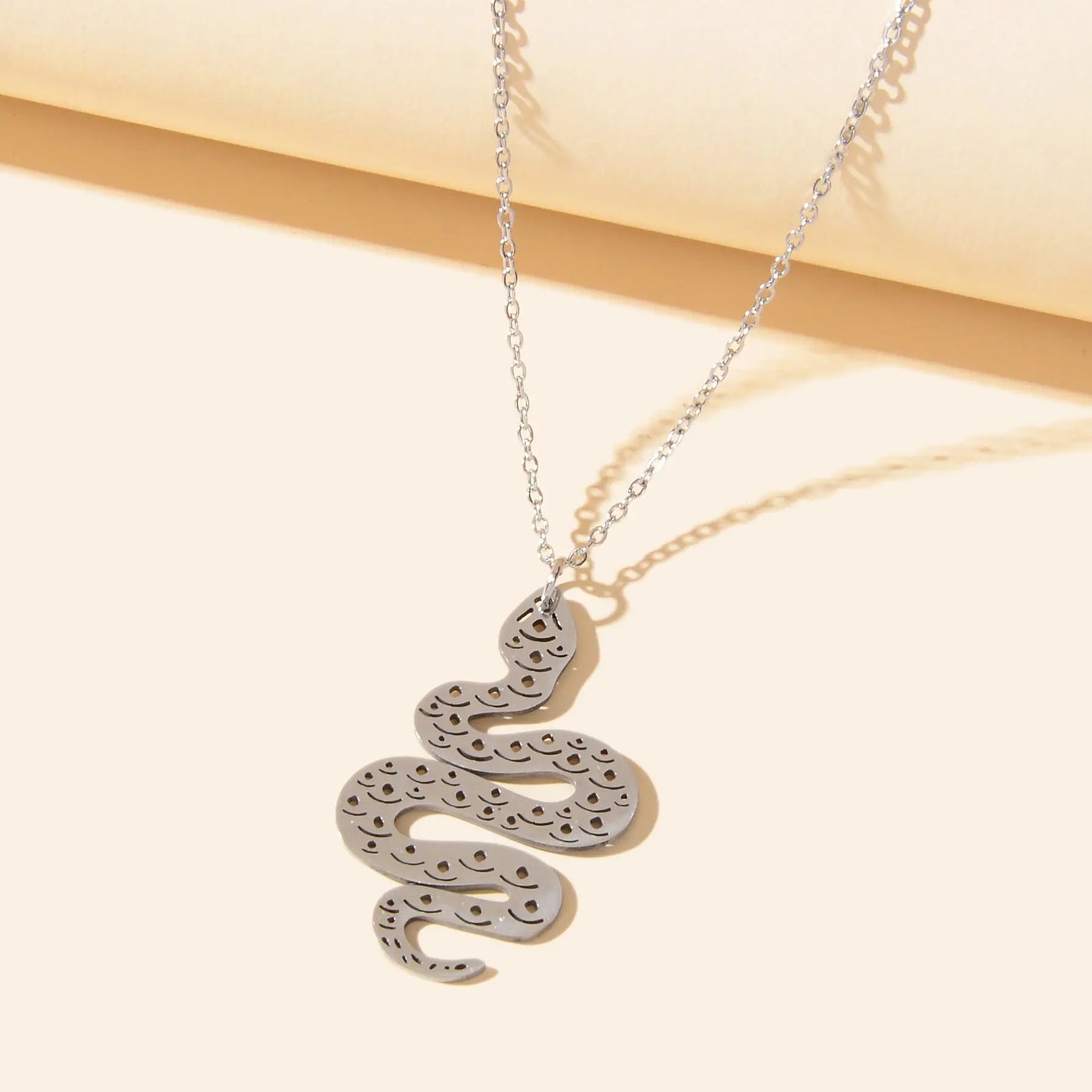 Unique Punk Rock Jewellery Silver Chain Hollow Carved Snake Cool Charm Necklace Feelontop Jewellery