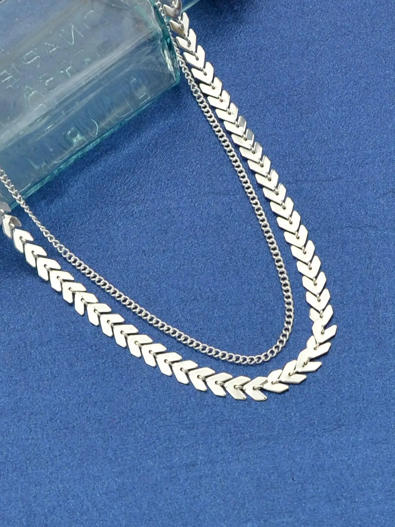 Female Gift Double layer Gold Silver Chain Short Clavicle Punk Collar Necklace Feelontop Jewellery