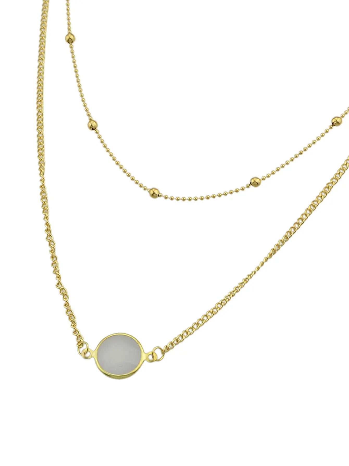 Boho Chic Double layer Gold Chain Round Charm Necklace Fashion Women Accessories Feelontop Jewellery