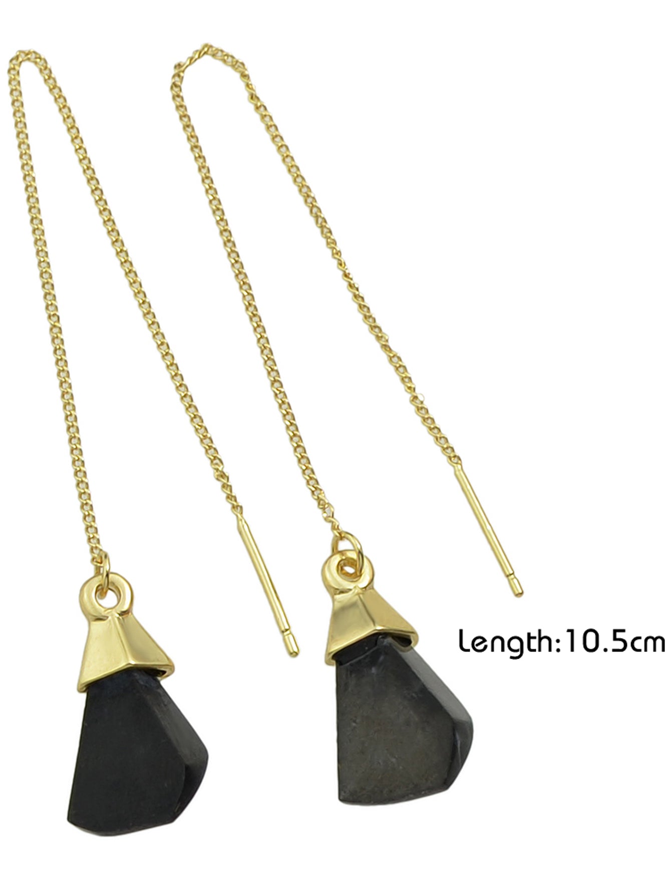 Ethnic American Jewellery Long Chain Black White Stone Boho Chic Dangle Earrings Feelontop Jewellery