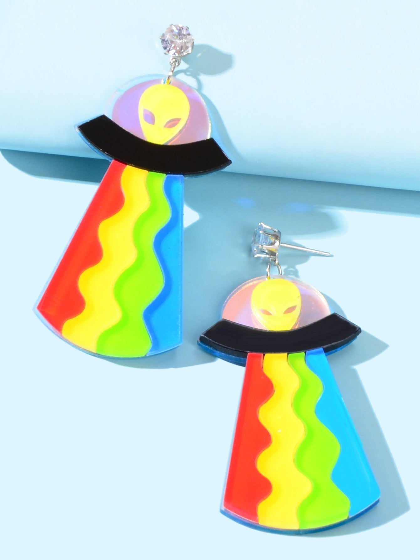 Statement Jewelry Candy Color Resin Saucerman Big Geometric Dangle Punk Earrings Feelontop Jewellery